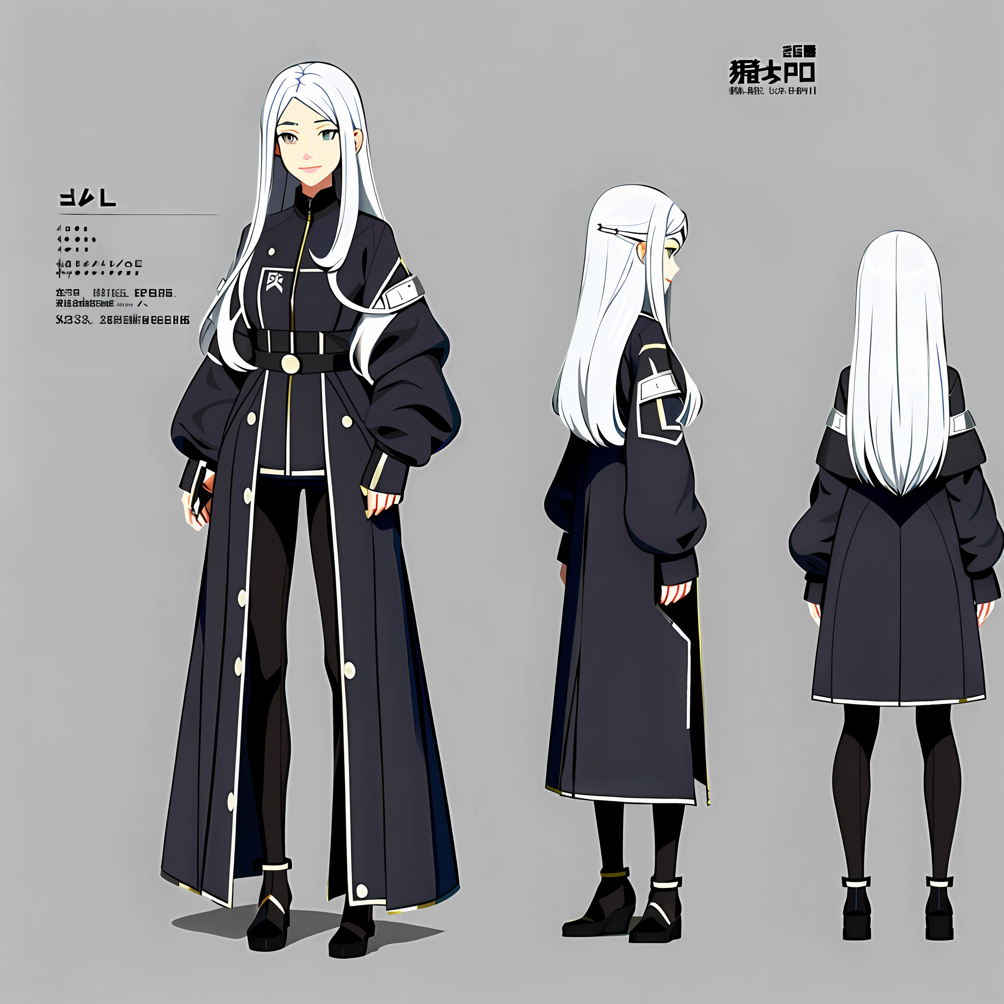 triangle hair pin, charturnerv2, full body, same costume, concept art, full body, detail_face, line_sketch, PlanIt, official art, official alternative clothing, design style, multi-style, detail character, 4_side, original, 8K GC, many details, multiple views of the same character, no background, only detail character, technical illustration, multi-view, masterpiece, best quality, anime girl with long gray hair, anime style character, silver hair, female anime character, digital illustration,long hair, masterpiece, best quality) detailed, (character design sheet, same character, front, side, back)