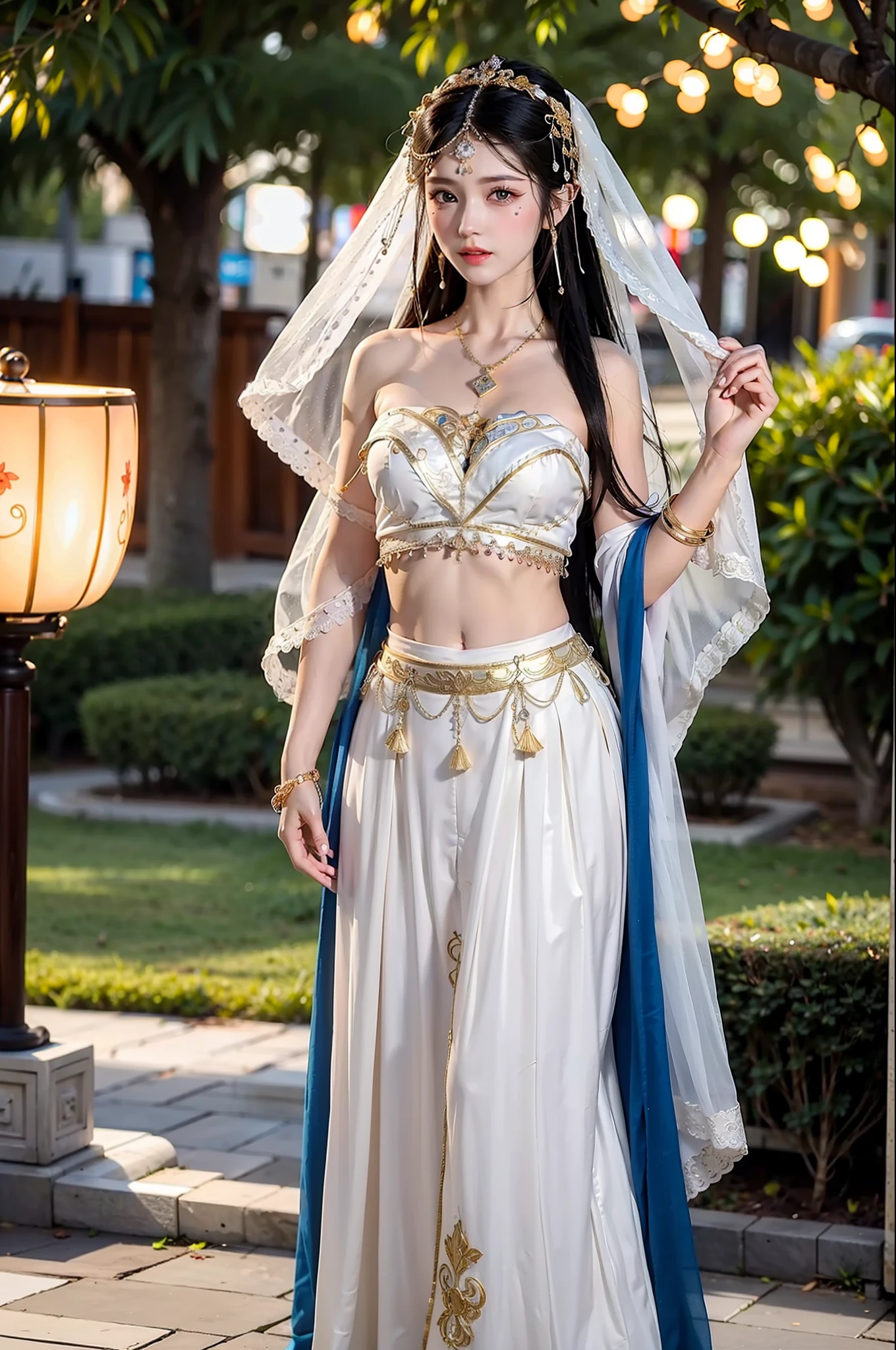 Shiny skin, best quality, masterpiece, 36d,
1 girl, solo, long hair, brunette hair, jewelry, standing, ears, arched hair, Chinese Yang Guifei, veil, chest fully exposed,
Masterpiece, ultra-realistic, 32k, extremely detailed CG Unity 8k wallpaper, best quality