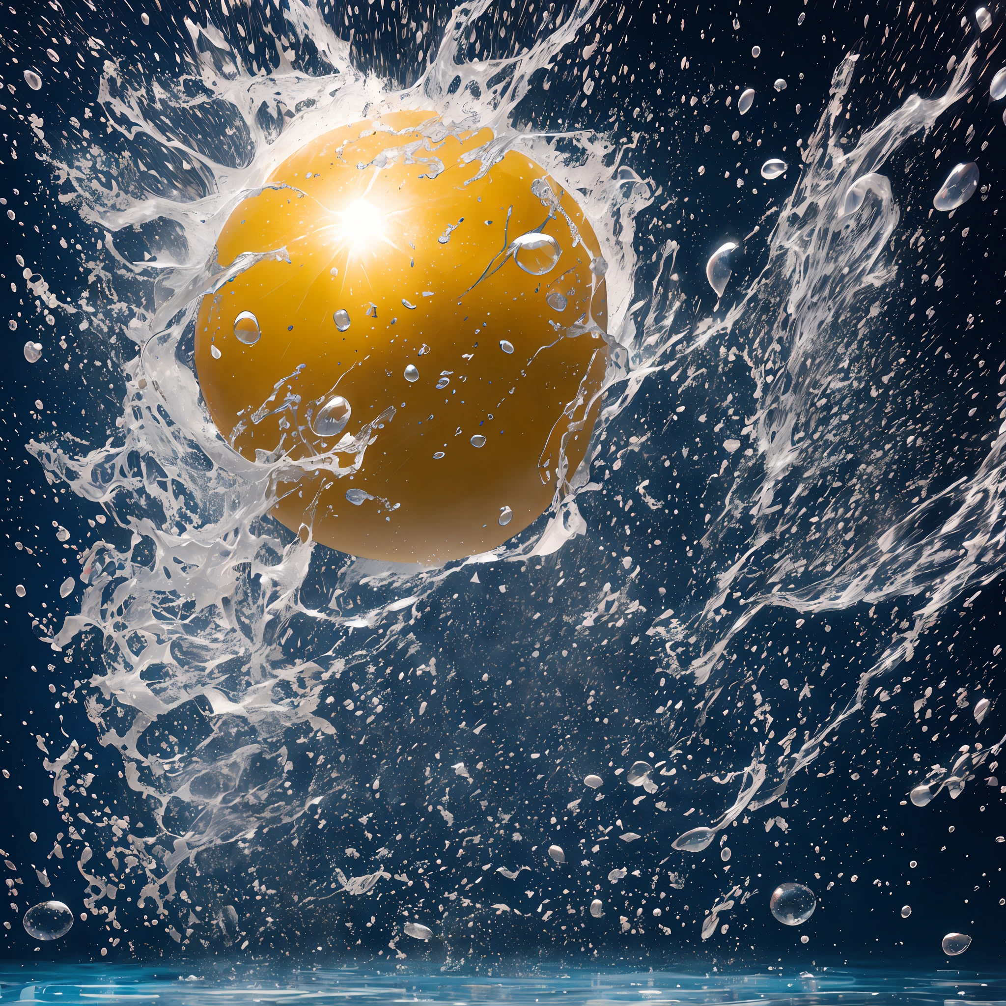 splash photography, Capture the explosive moment when a water balloon bursts, resulting in a splash of water, hyper realistic, highly detailed, chiaroscuro, octane render, unreal engine --auto --s2