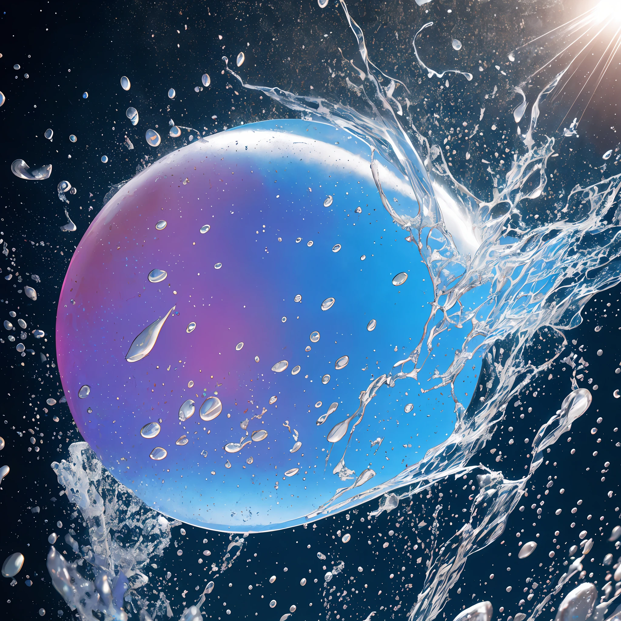 splash photography, Capture the explosive moment when a water balloon bursts, resulting in a splash of water, hyper realistic, highly detailed, chiaroscuro, octane render, unreal engine --auto --s2