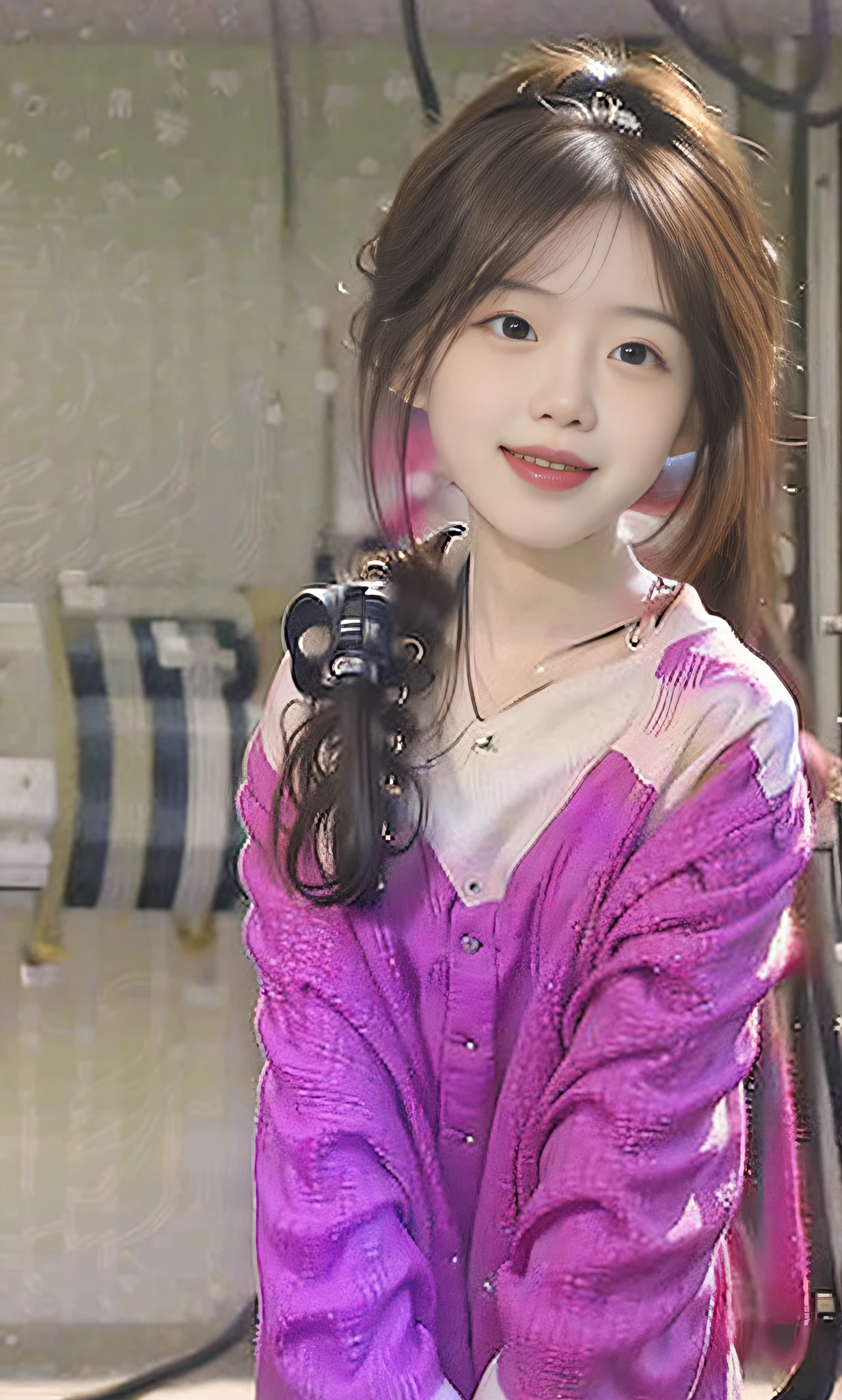 (8k, RAW photo, photorealistic:1.25) ,( Full body, highly detailed face and skin texture, , Fine eyes, Double eyelids, Whitened skin, Long hair, lip gloss, Eyelashes, Glossy face, Radiant skin, Best quality, Ultra High resolution, Depth of field, Chromatic aberration, Caustics, Wide Light, Natural Shadow, Kpop idol) Watch the audience with serenity and goddess-like happiness