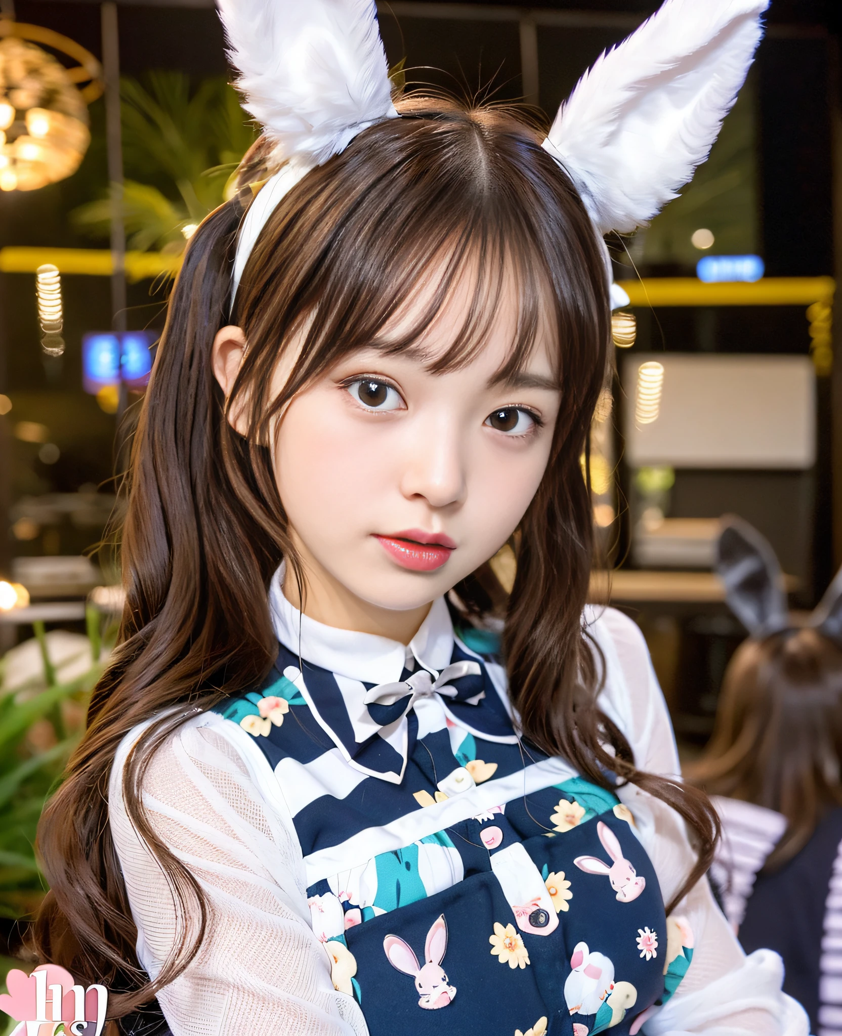 20 years old, with big rabbit ears, Yuruyuri, Kemonomimi, Long floppy rabbit ears, Chiho, Sakimi-chan, Bunny ears, Bunny rabbit ears, Shikamimi, Bunny suit, Twin tails, E-girl, E-girl, 1 girl with long rabbit ears