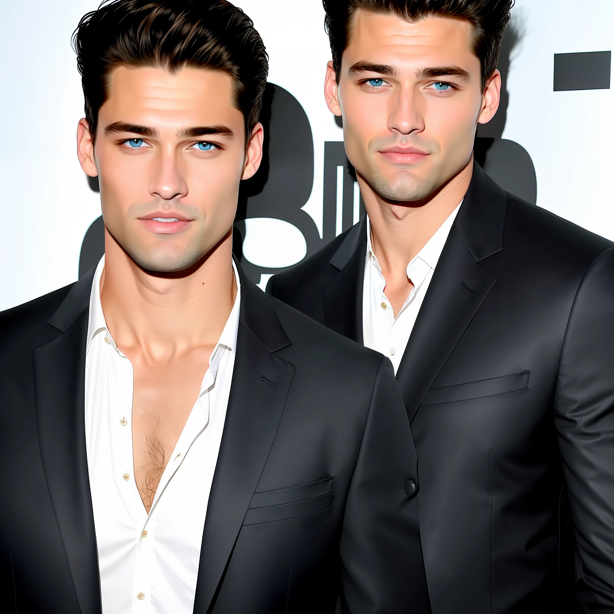 man with the eyes of model Sean Opry the mouth of model Mathew Summer, the hair of actor Cris evans, white, and strong