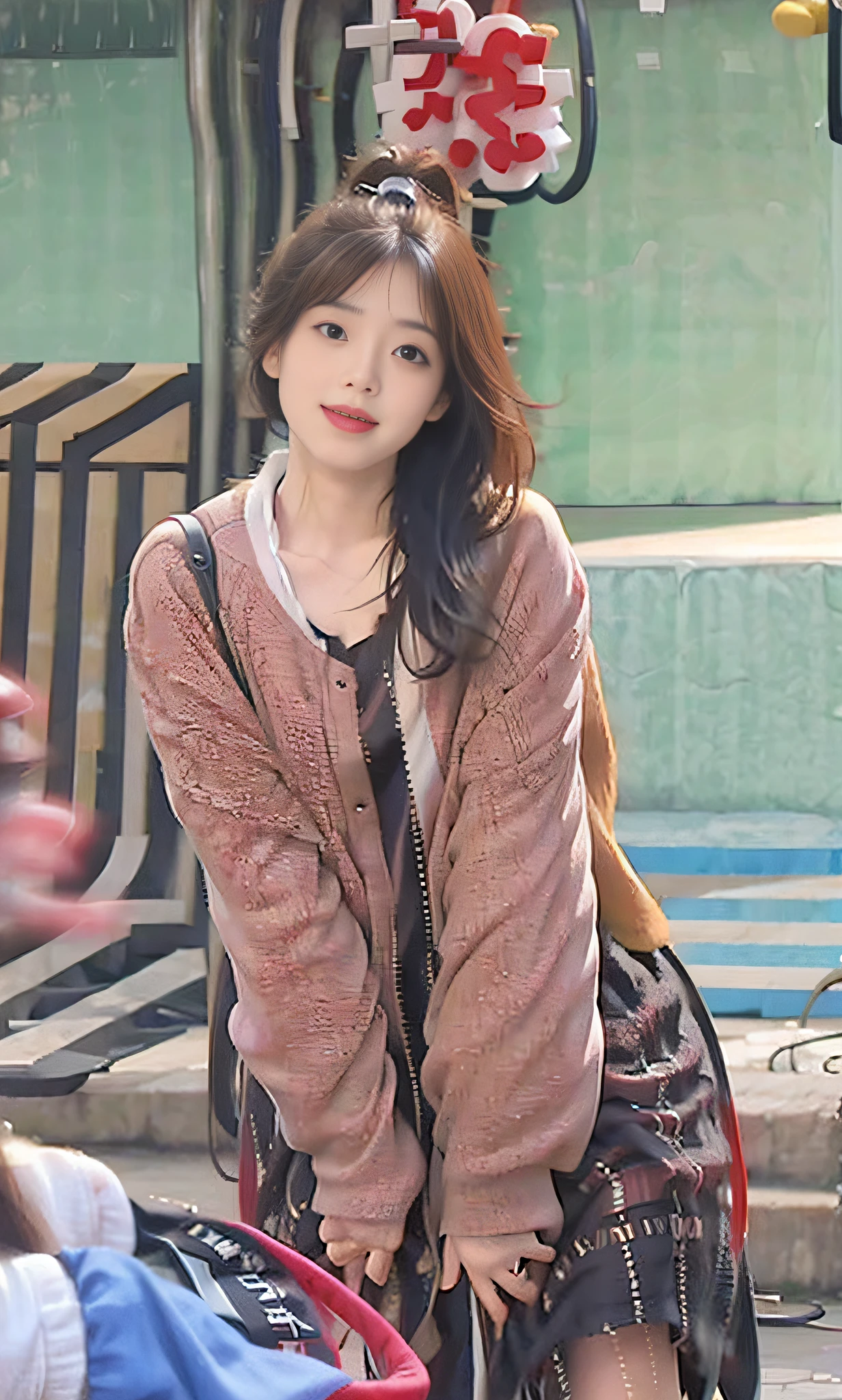 (8k, RAW photo, photorealistic:1.25) ,1gril,( Highly detailed face and skin texture, delicate eyes, double eyelids, whitened skin, long hair, lip gloss, eyelashes, glossy side, shiny skin, best quality, ultra-high resolution, depth of field, chromatic aberration, caustics, wide light, natural shadows, Kpop idol) , ((full body)), watching the viewer with serenity and goddess-like happiness