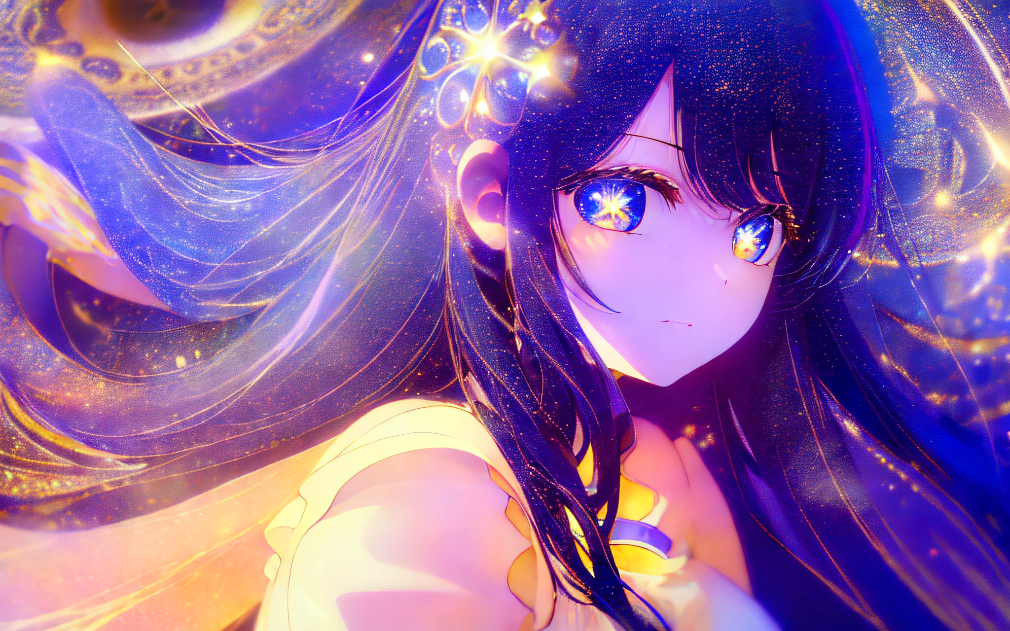 (best quality, masterpiece:1.2),
1girl, (ultra-detailed), (illustration), (detailed light), (an extremely delicate and beautiful), a girl, cute face, upper body, two legs, long dress, (beautiful detailed eyes), stars in the eyes, messy floating hair, colored inner hair, Starry sky adorns hair, (lots_of_big_colorful_Bubble), pearl, (Galaxy:1.6), depth of field,
mocha