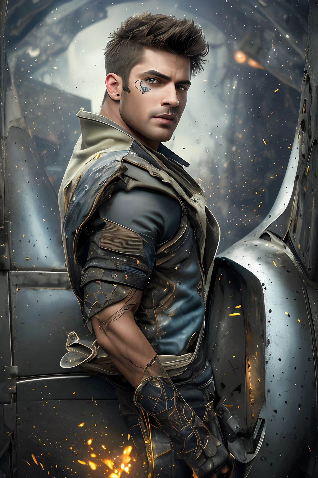 . .Ghophalaf as Captain America 8k, high definition, detailed face, detailed face, detailed eyes, detailed suit, in style of marvel and dc, hyper-realistic, + cinematic shot + dynamic composition, incredibly detailed, sharpen, details + superb details + evening with light + perfectionism + award winning realism ((moody lighting))