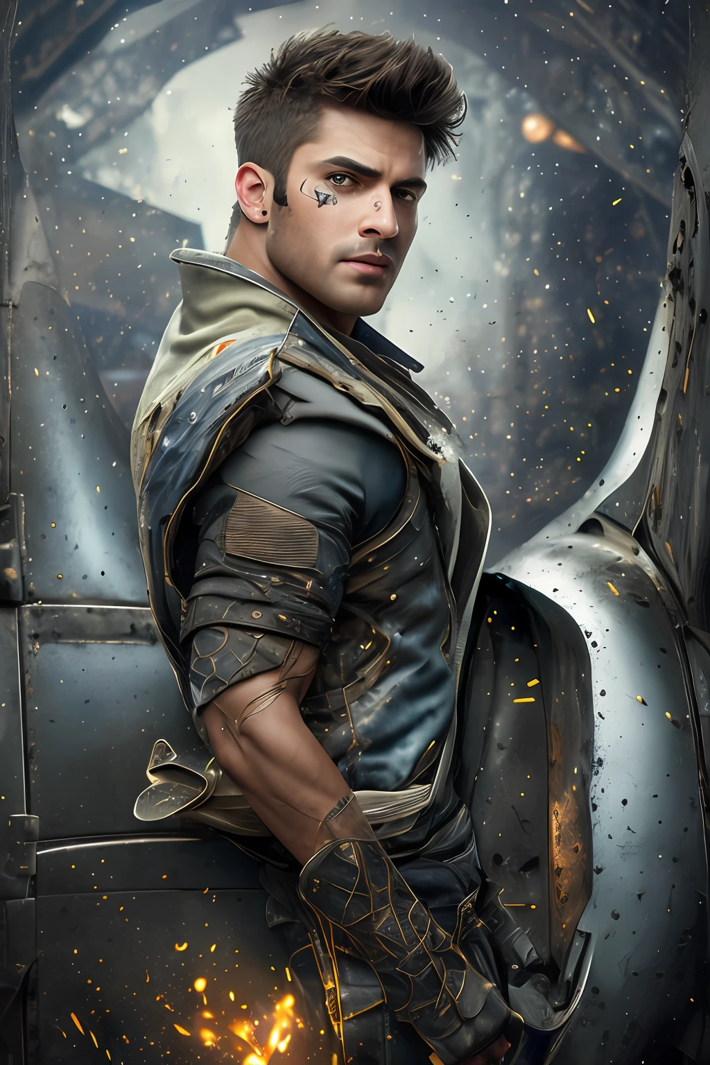 . .Ghophalaf as Captain America 8k, high definition, detailed face, detailed face, detailed eyes, detailed suit, in style of marvel and dc, hyper-realistic, + cinematic shot + dynamic composition, incredibly detailed, sharpen, details + superb details + evening with light + perfectionism + award winning realism ((moody lighting))