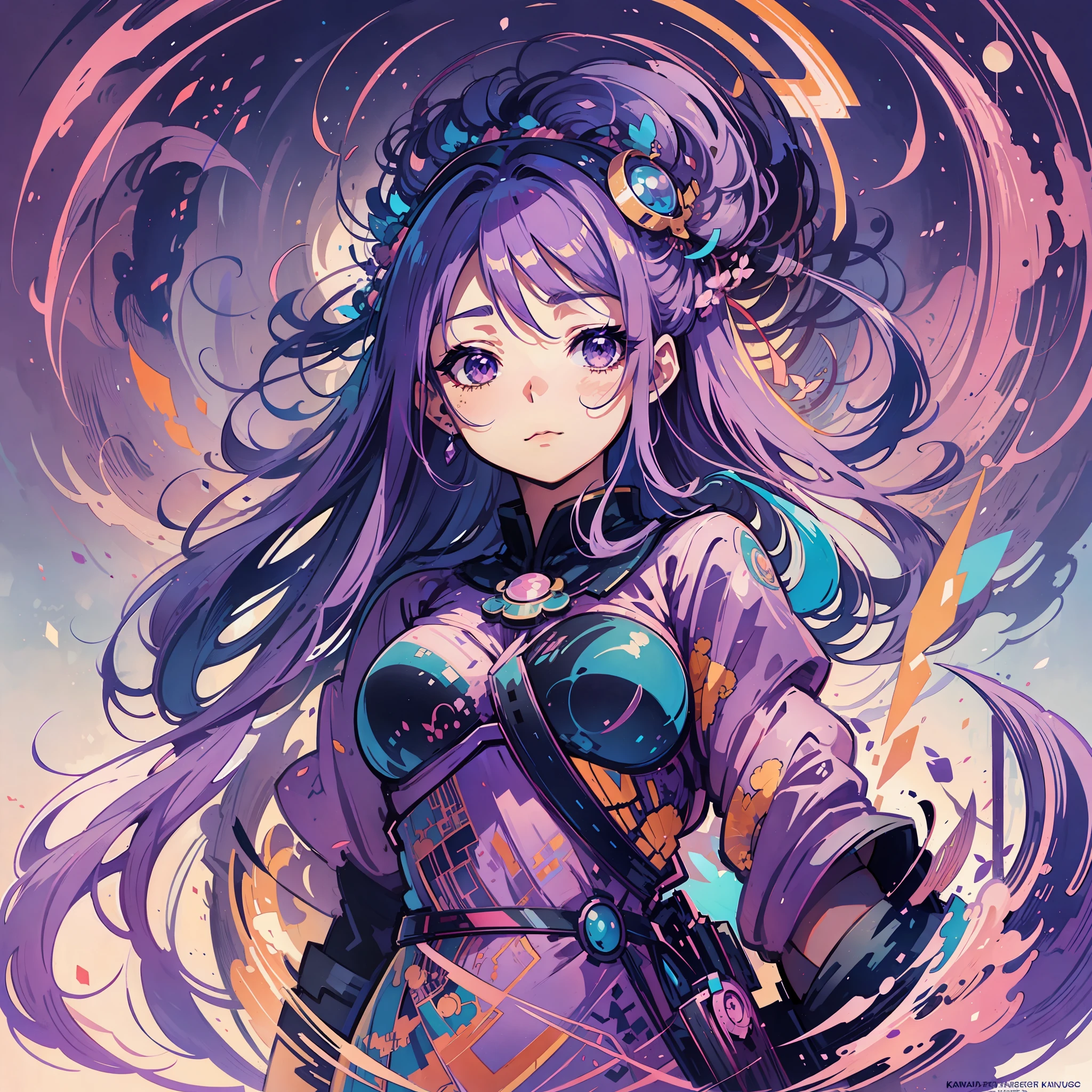 flat ilustration anime girl with long purple hair wearing a purple dress and a tiable, an anime drawing by Kamagurka, pixiv, fantasy art, detailed digital anime art, anime style 4 k, detailed anime art, anime goddess, beautiful anime art style, anime princess, anime moe artstyle, 8k high quality detailed art, detailed anime artwork, anime illustration