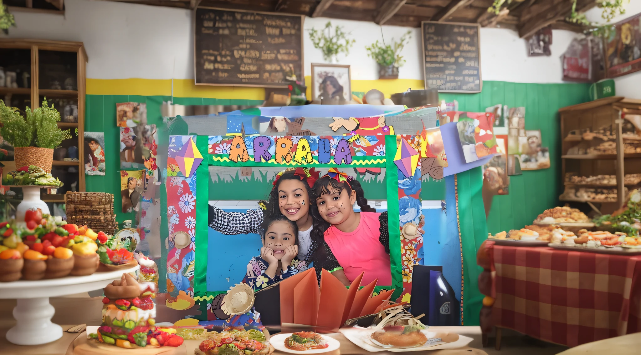a table with a display of food, background, photographic portrait, a photo, celebrating St. John's Day, paper, center of the image, beautiful image, by Manuel Ortiz de Zarate, portrait image, medium portrait, photo, karla ortiz, photo, celebration, profile picture, publicity photo, photoshoot, full protrait, brazilian folklore