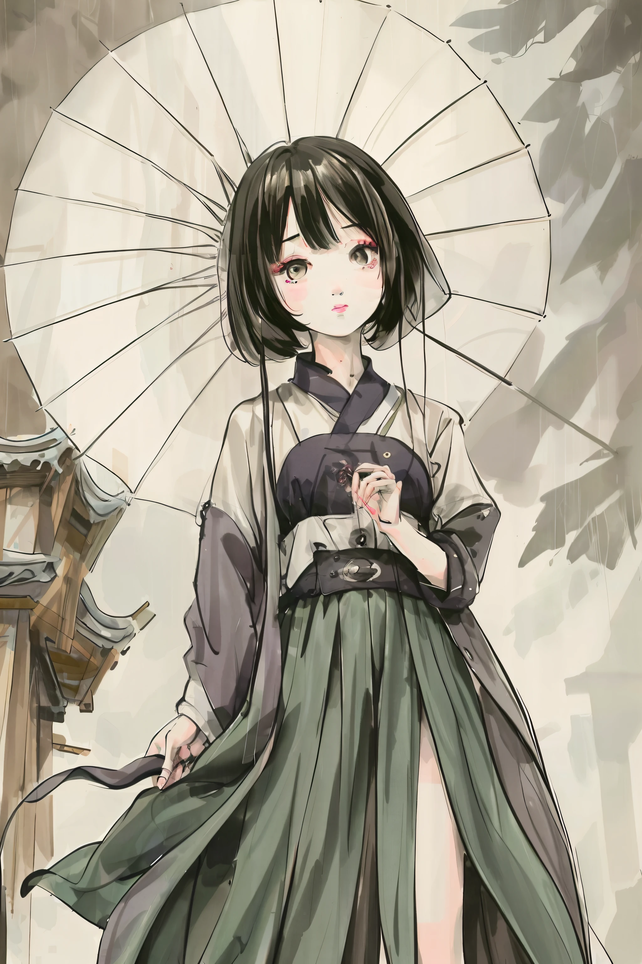 In the smoke and rain in Jiangnan, the girl who held an umbrella had black hair and waist