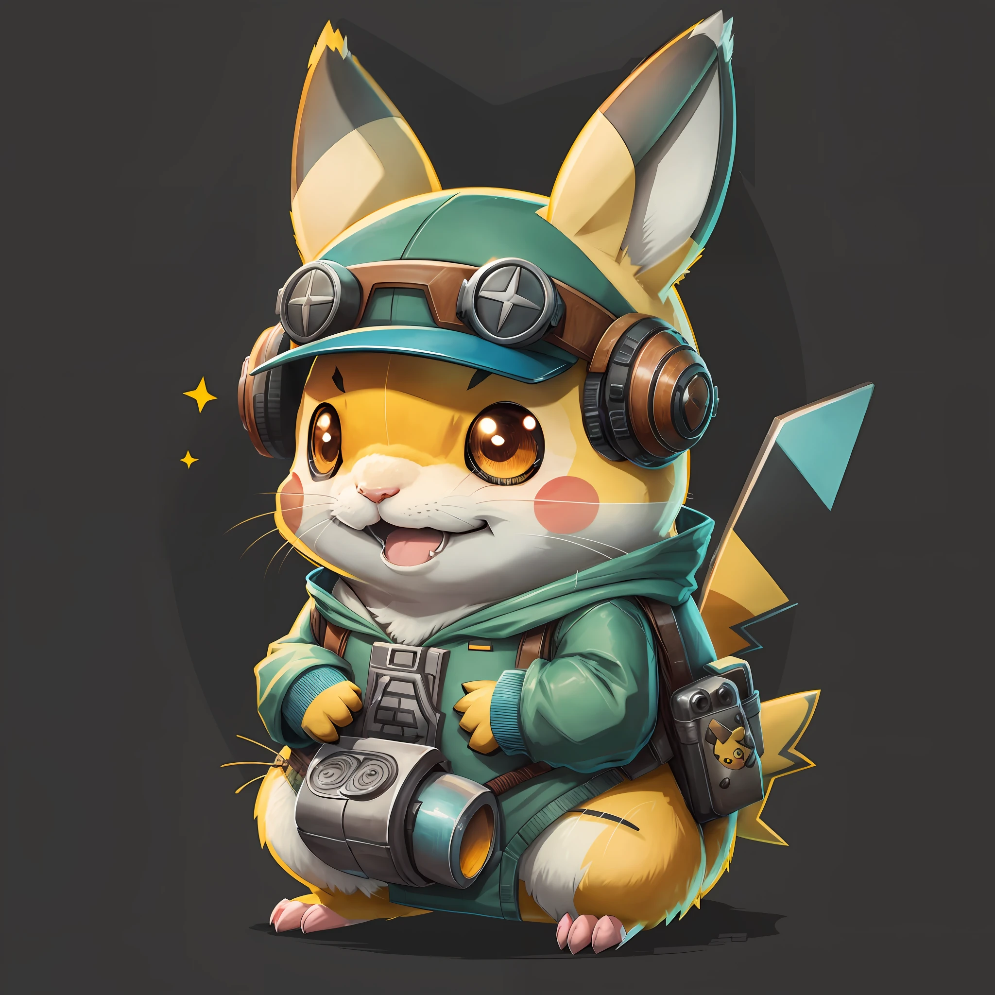 Pika, journalist, game character design, cartoon, new media, video games, animal anthropomorphism --auto --s2