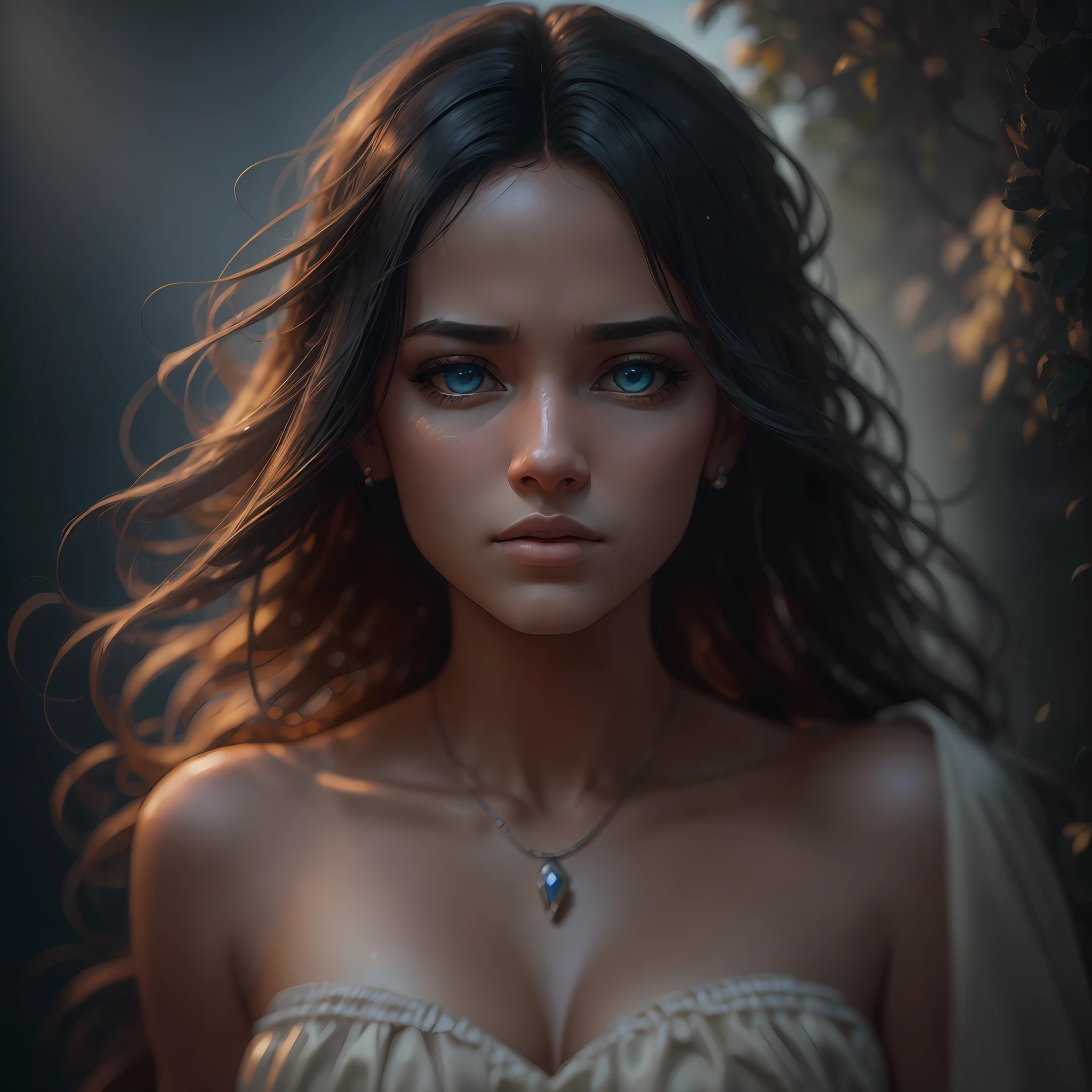 (Digital Work:1.3) by (marijameglaj:1.1), Brazilian face, hair in the wind, detailed eyes, modern strapless dress Prada, by Jeremy Lipking, by Antonio J. Manzanedo, by Lee Jeffries, Nikon D850, film, stock photography, 4 cameras kodak portra 400, lens f1.6, rich colors, hyper-realistic, realistic texture, dramatic lighting, unreal mechanism, trend in artstation, cinestill 800 --auto --s2