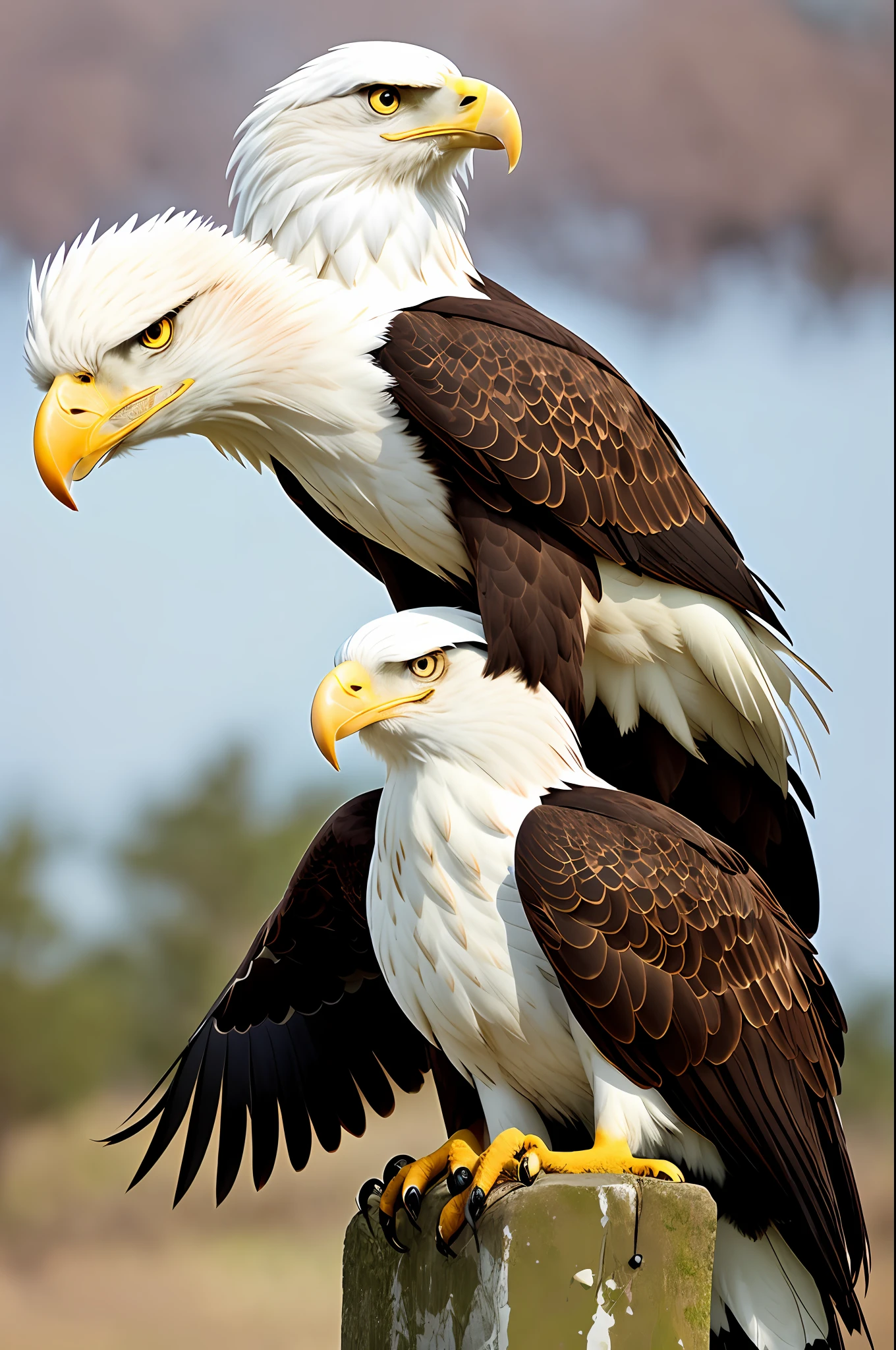 with an eagle on his shoulder