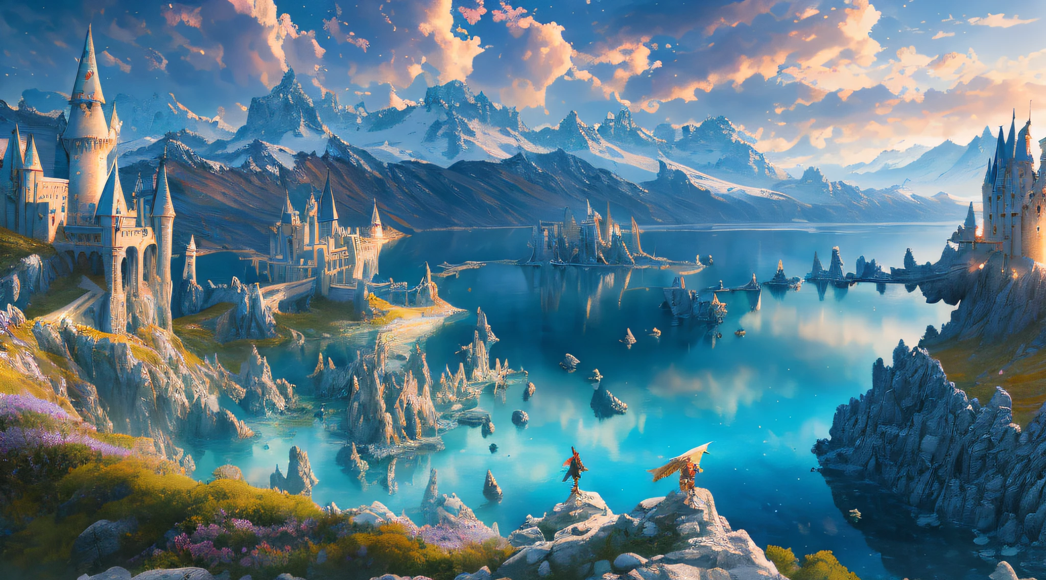 ((masterpiece)), best quality, high quality, ((8k wallpaper of extremely detailed CG unit)), (fantasy), A magical place a girl riding a dragon, magic movie style, harry potter movie style, visualization on the highest mountain, Mono Lake, 3D digital paintings, award-winning photography, Bokeh, depth of field, HDR, flower, chromatic aberration, Photorealistic, extremely detailed, trend in artstation, trend in CGsociety, intricate, high detail, dramatic, art in the middle of the journey