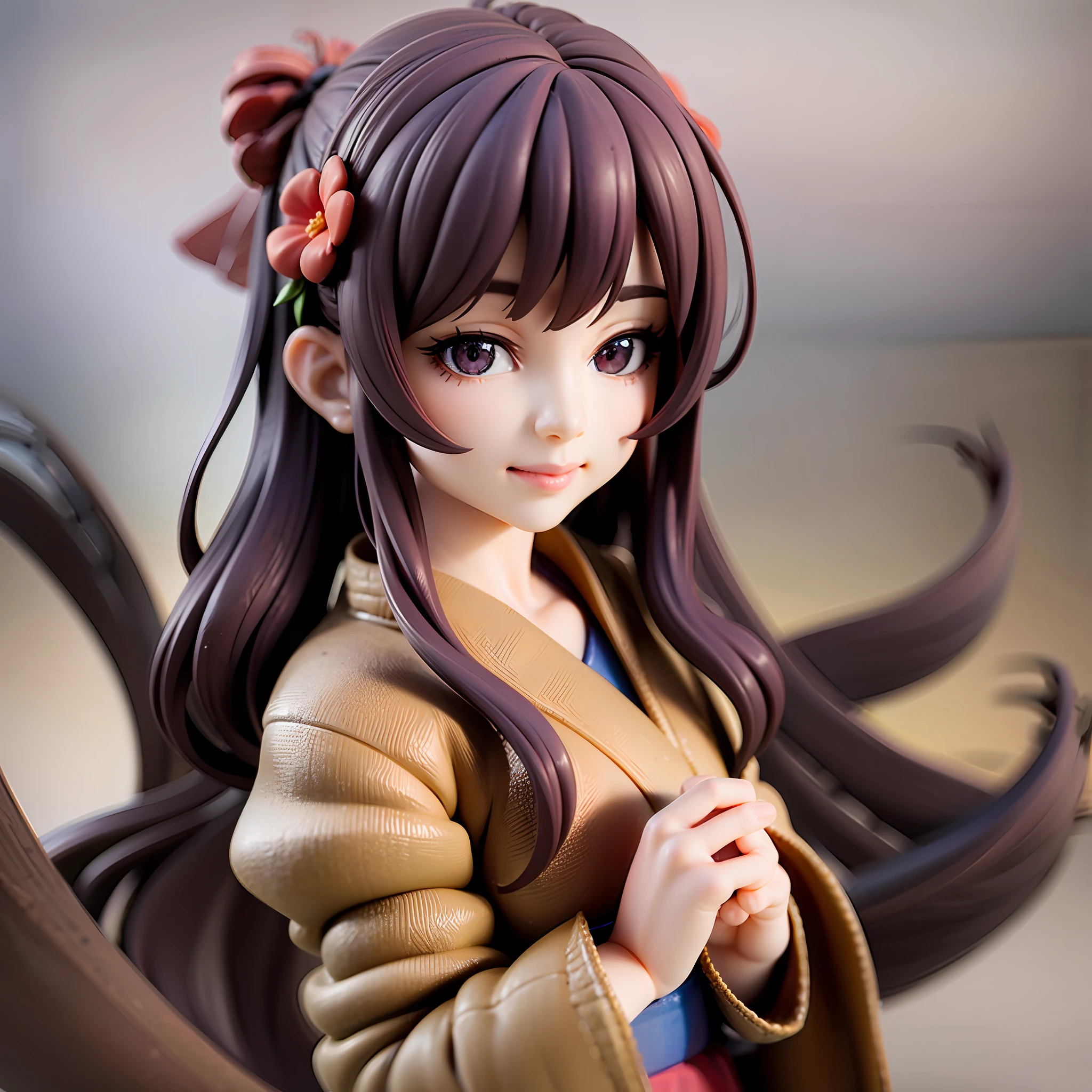 1girl, kimono,long hair, (brown hair:0.3), reaching out, dutch angle,cherry blossoms, on grass, sunlight, cute face, beautiful eyes BREAK full body, chibi, [realistic], [3d], (3dcg), ((octane render)), smile, closed mouth BREAK (8k, RAW photo, best quality, masterpiece:1.2), ultra high res, (((realistic, photo-realistic))), professional lighting, detailed lighting, professional photography, fisheye, dynamic angle, high quality, high res, extremely detailed, bloom BREAK depth of field, sketch, sharp focus, soft lighting, good composition, god light highlight, detailed, (((photorealistic details))), detailed skin, to8contrast style