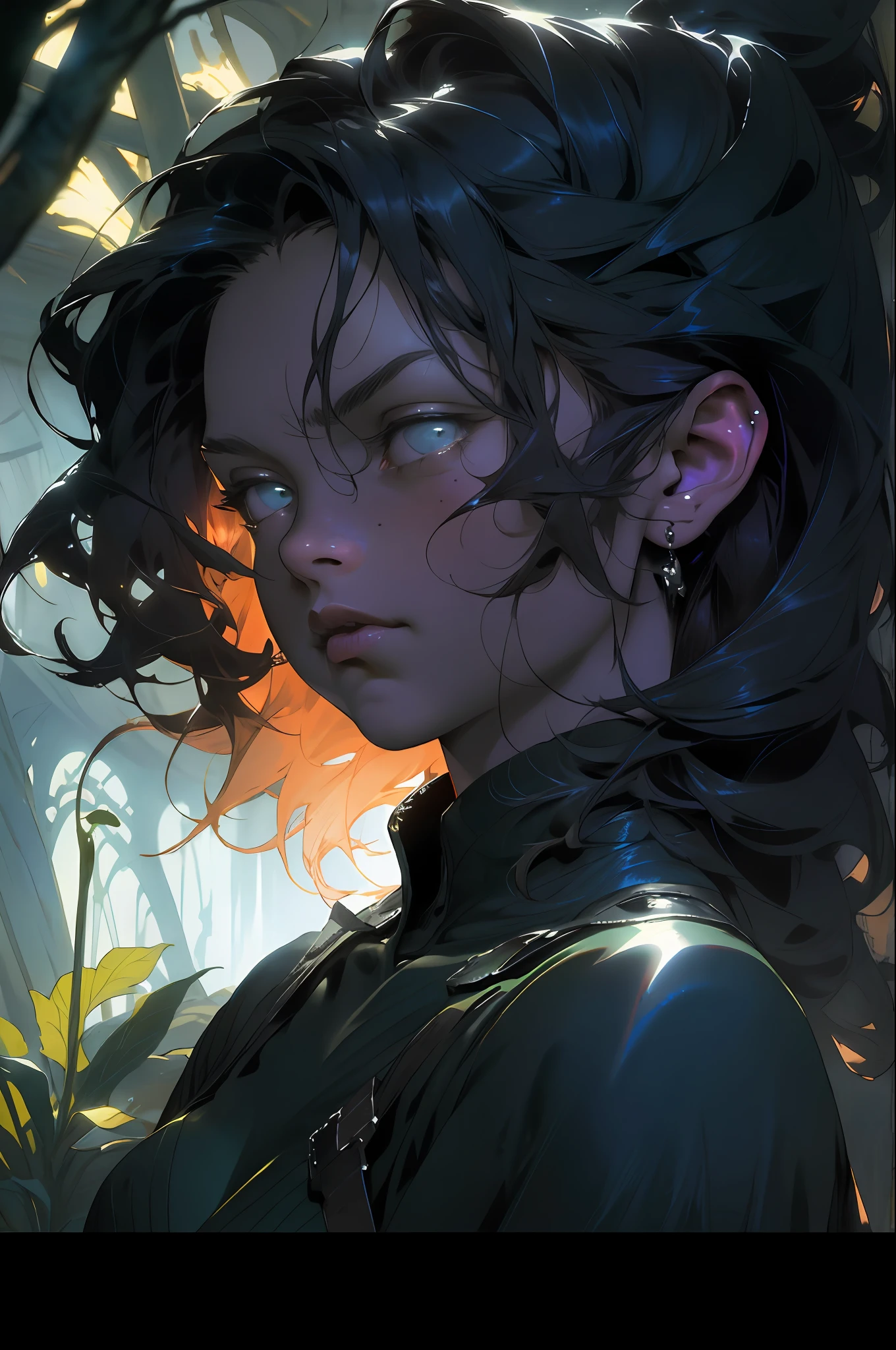 absurdres, highres, ultra detailed,moody lighting, tranquil, calm, glow,masterpiece, best quality,1girl, 90s dark fantasy movie still