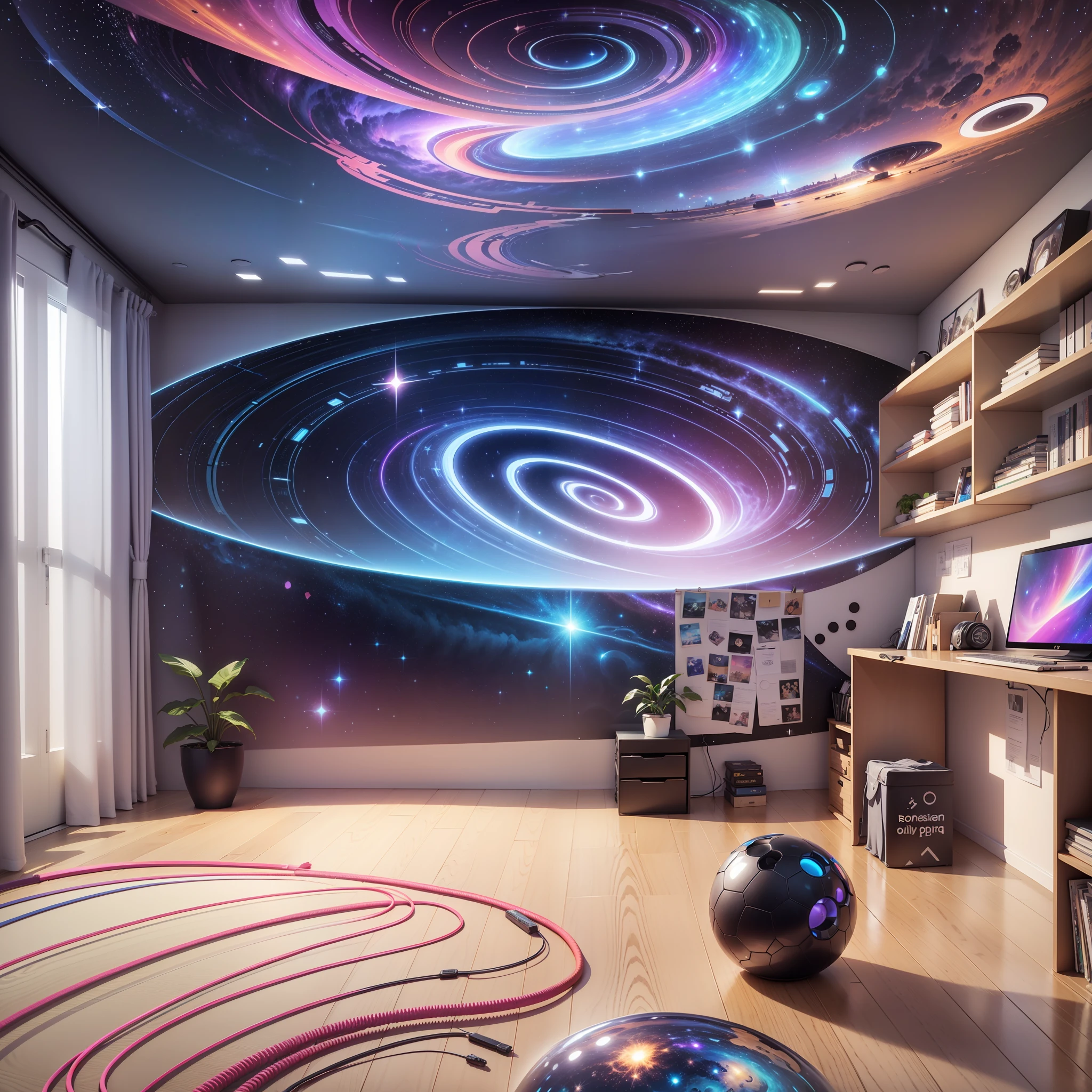 Create a 3D room for a galaxy-themed vtuber streamer --auto --s2