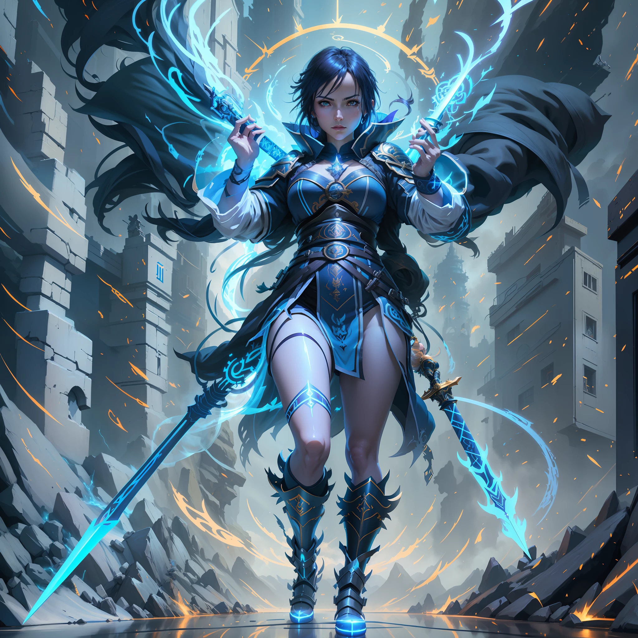 anime - style image of a female warrior with a sword and a glowing halo, artgerm julie bell beeple, magic the gathering artstyle, noah bradley. sharp focus, magic the gathering art style, magic : the gathering art, fantasy card game art, magic the gathering art, magic the gathering card art, by Jeremy Chong, epic fantasy digital art style