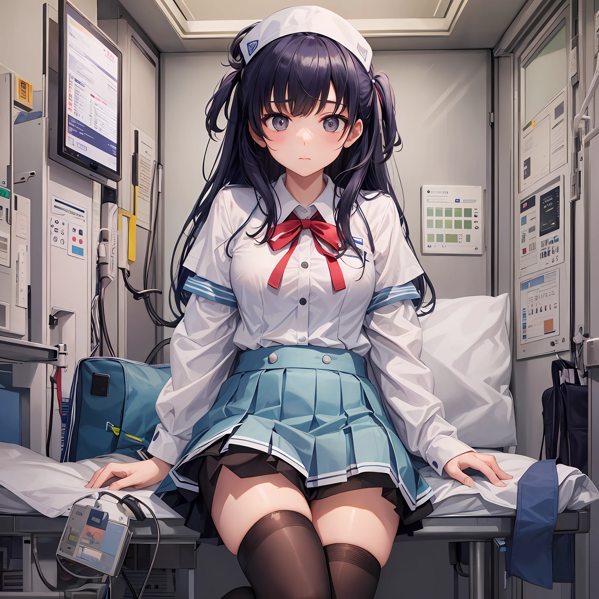 A girl wearing a JK uniform was tied with stockings on a hospital bed --auto --s2
