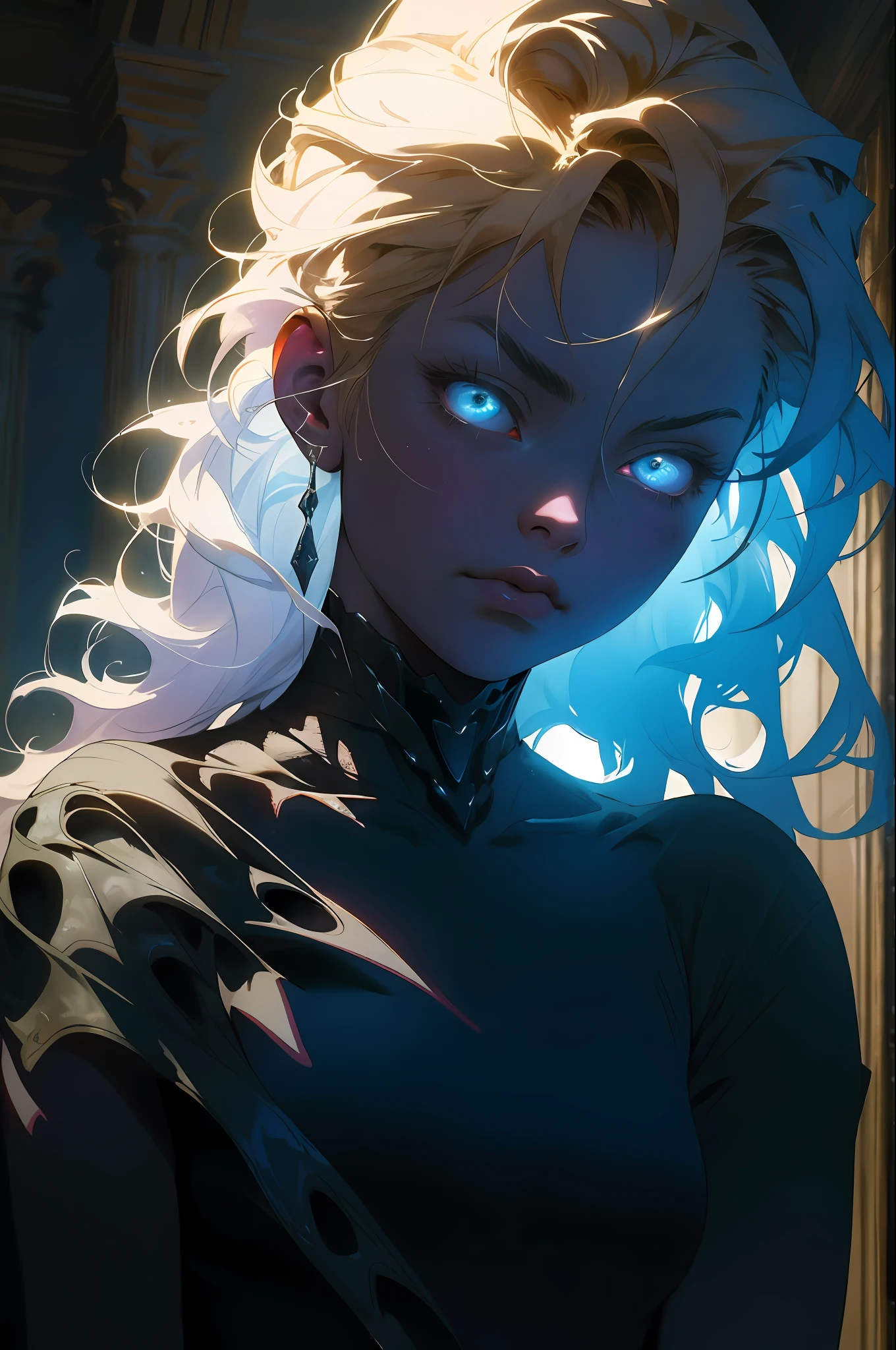 absurdres, highres, ultra detailed,moody lighting, tranquil, calm, glow,masterpiece, best quality,1girl, 90s dark fantasy movie still