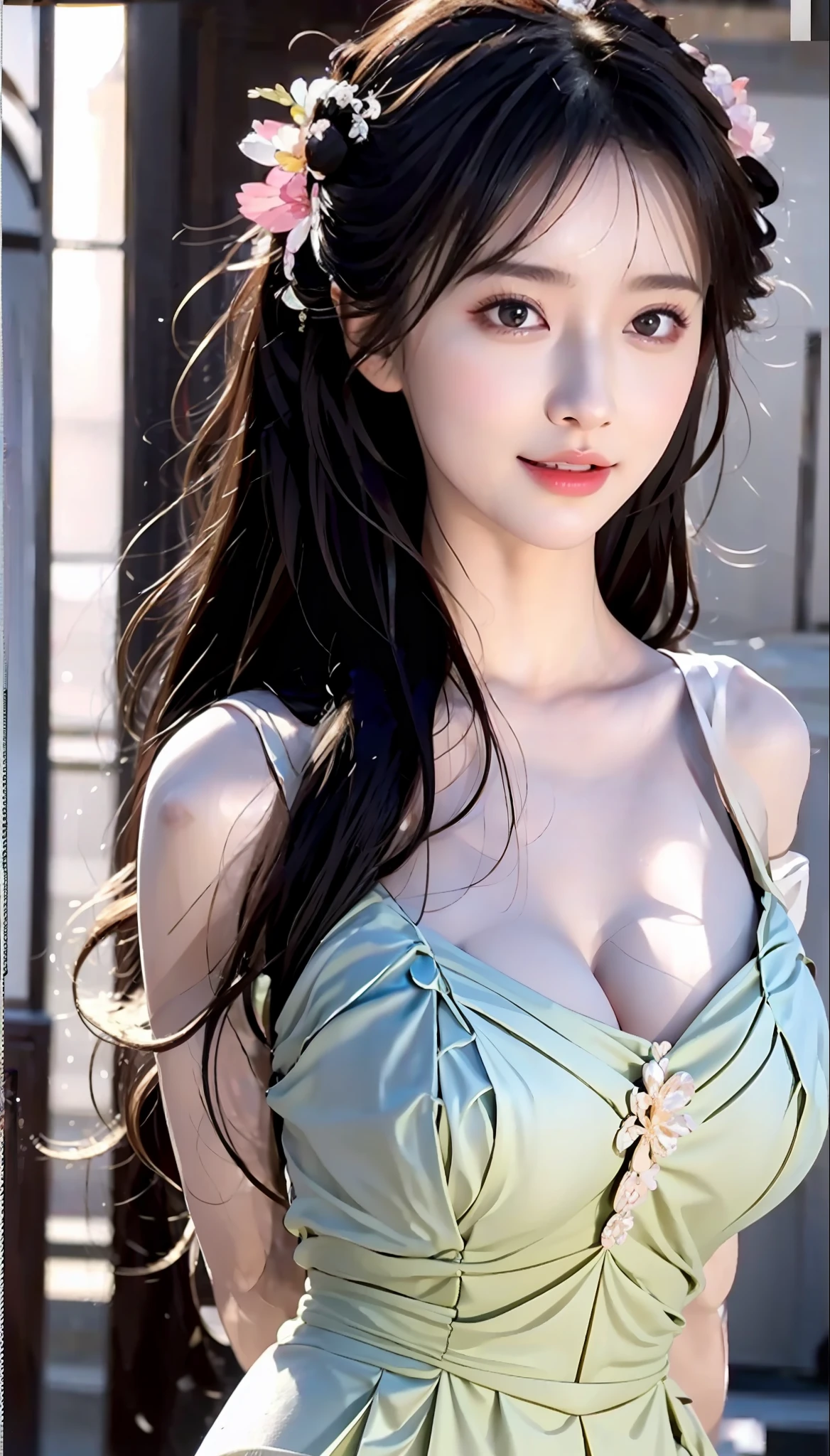 Masterpiece, Best Quality, (Realistic, Photorealistic: 1.5), 8K, An Extremely Refined and Beautiful, Amazing, Fine Detail, Official Art, Ridiculous, Incredibly Ridiculous, Huge File Size, Ultra Detailed, Extremely Detailed, Beautiful Meticulous Girl, 1 Girl, (Perfect Female Figure), Full Body, Middle Breasts,