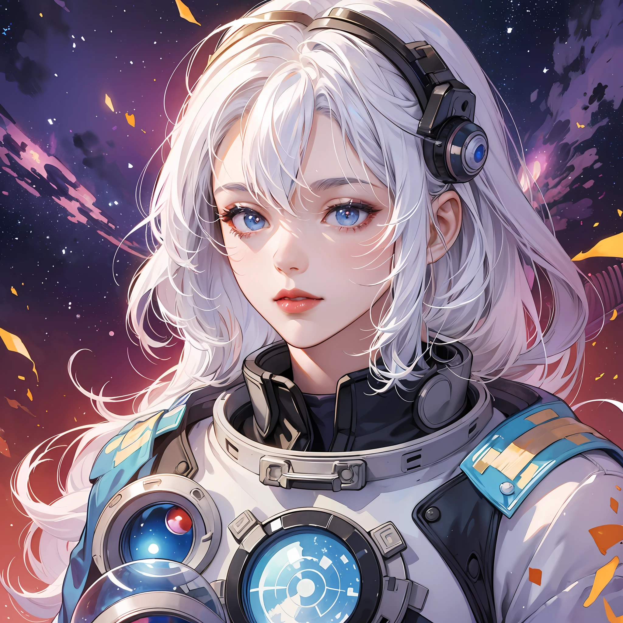 (masterpiece 1.2) beautiful girl, meditating, alien temple, ultra detailed, space background, space suit, reflective lights, watercolor colors, hyperrealism, ana of weapons, eye focus, hair in the wind, delicate hands, red lips, white hair --auto --s2