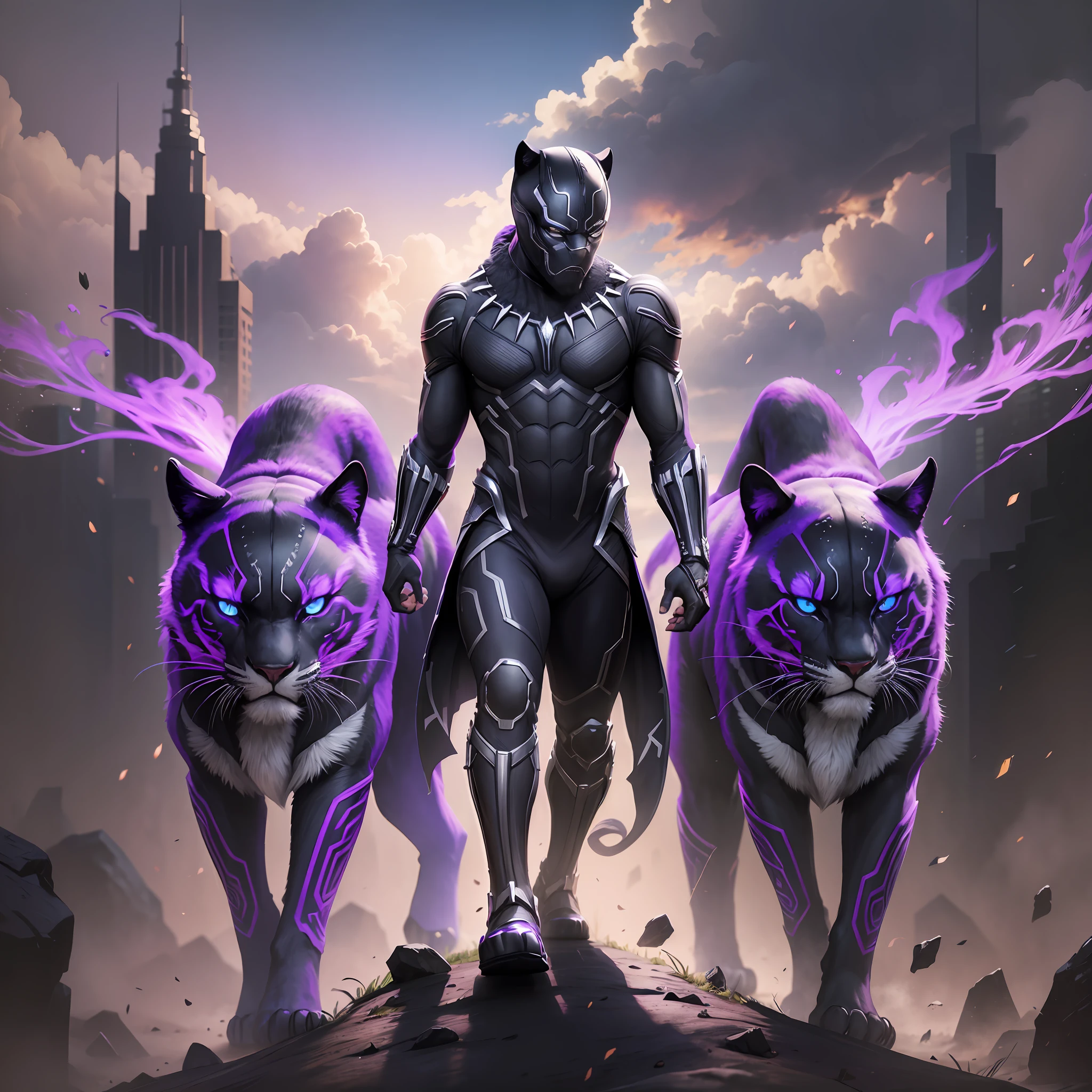 Black Panther,8k,high resolution,purple effects,rgb. --auto --s2