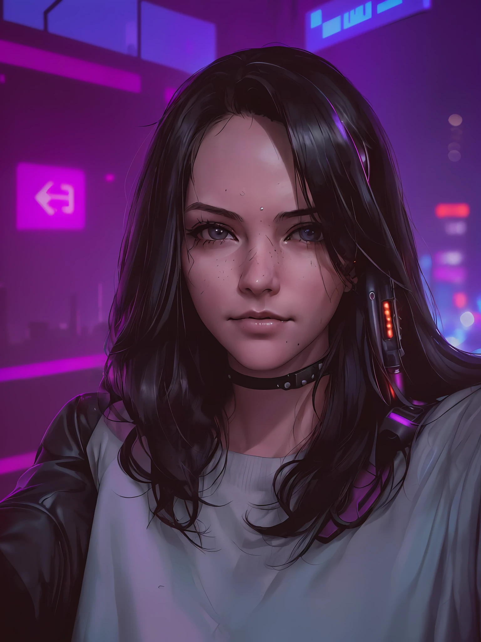 analog style, model shoot style, photo ((selfie:1.8)) of a girl, 1girl, (cyberpunk:1.8, cyberpunk city background:1.8), ((cutest face: 1.8, perfect face:1.3)), (long multicolored hair:1.4, pale skin:1.5),
(from above:1.2), best quality, epic (by lee jeffries photo, sony a7, 50 mm, pores:1.5, colors, hyperdetailed:1.5, film grain:1.4,
hyperrealistic: 1.5), hyper-realistic lifelike texture, masterpiece, unreal engine 5, Extremely detailed CG unity 8k wallpaper,
Madly detailed photo, hyper-realistic light, (Winner of the Pulitzer Prize for Photography and Taylor Wessing Photographic Prize)