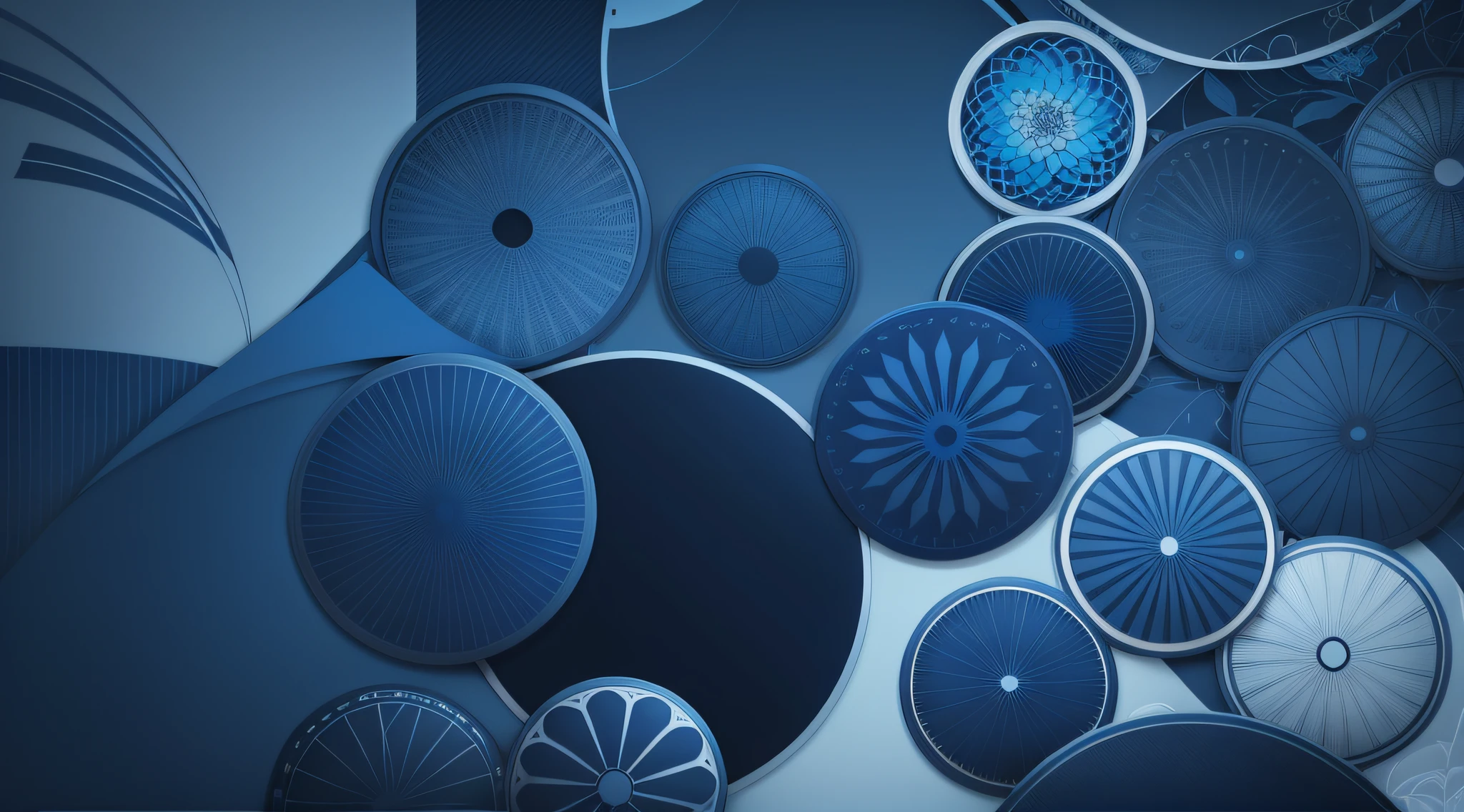 Frutiger Aero Wallpaper, 4K, 2000s aesthetic, blue and blue colors, silhouettes of a dark blue plant --auto --s2