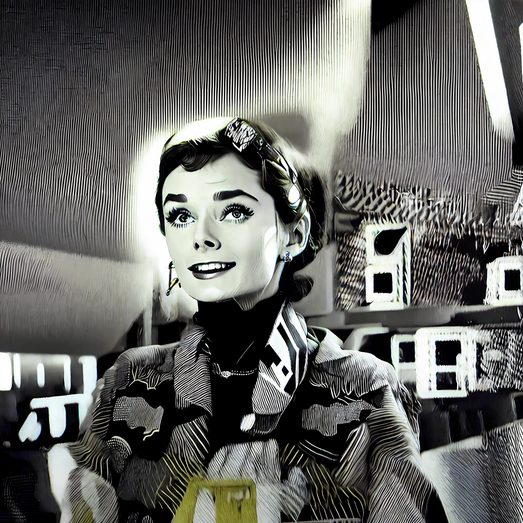 Audrey Hepburn on an airplane pilot, leaving the airport, 4k, best quality --auto --s2