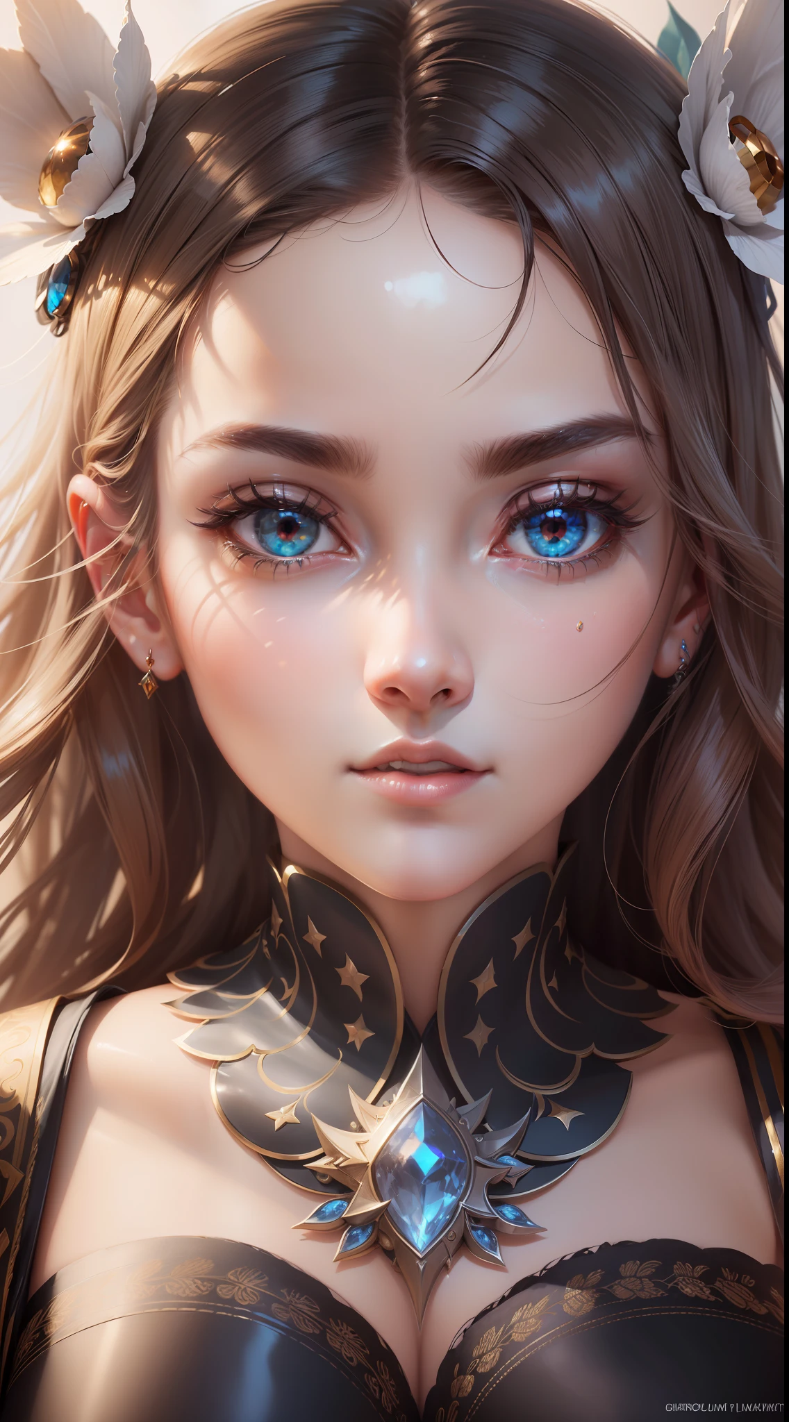 (extremely detailed CG unity 8k wallpaper, masterpiece, best quality, ultra-detailed), (best illumination, best shadow), (a perfect and symmetrical face of a woman with eyes reflecting the beauty of the world), attractive, floating, high resolution, dynamic angle, dynamic pose, white background.