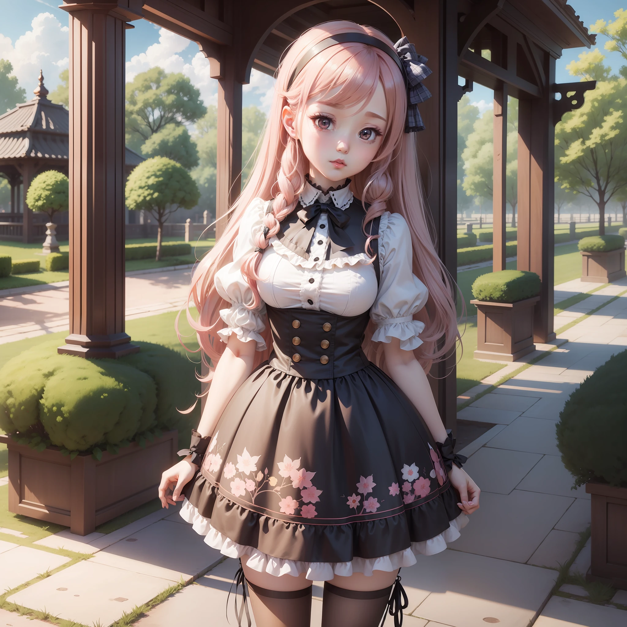 Anime illustration 8k, cute checkered doll, western pavilion raw image