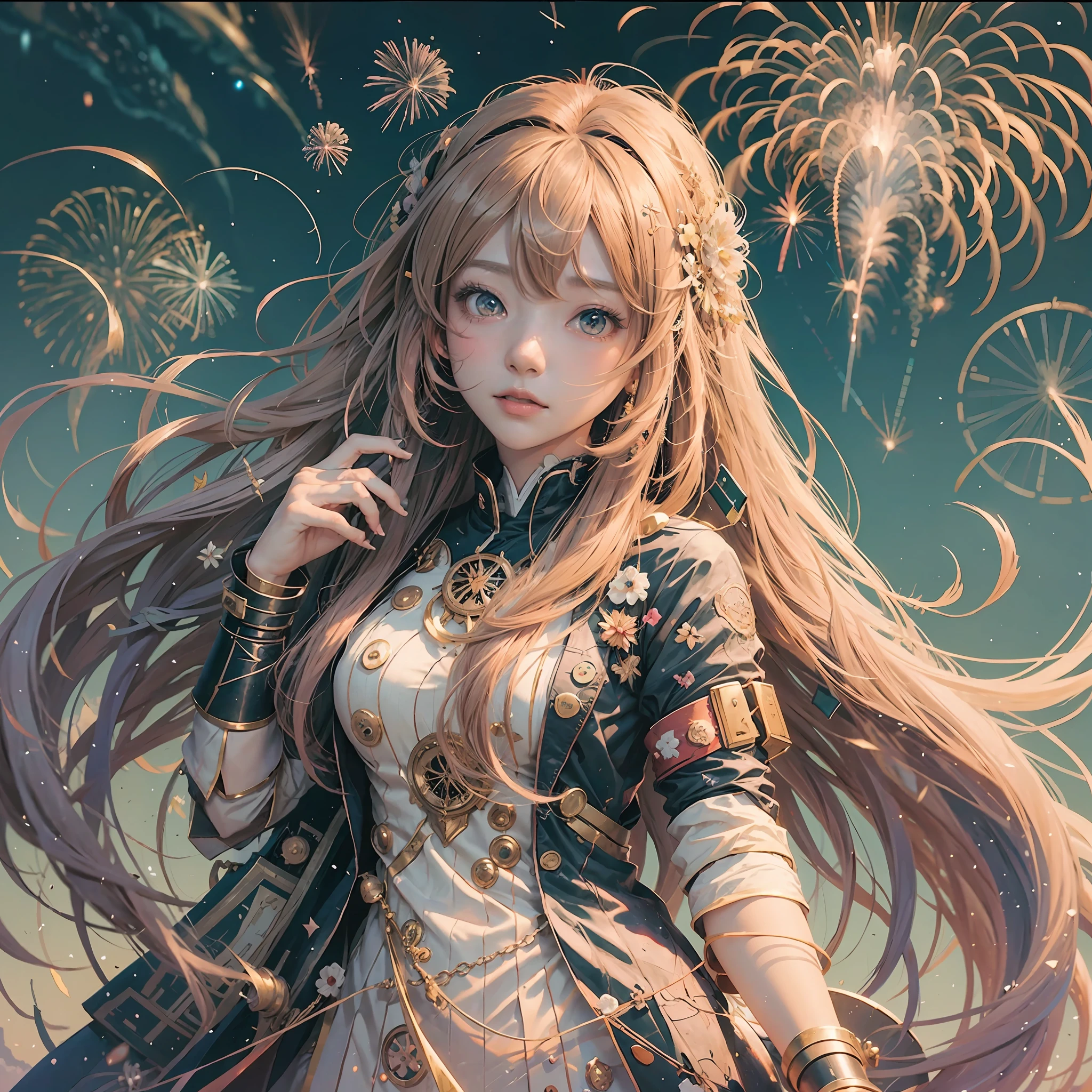 Girl long hair, beautiful anime girl, fireworks, anime style 4 K, beautiful anime style, anime style. 8k, long-haired anime girl, beautiful anime woman, beautiful digital artwork, "beautiful anime woman, beautiful anime, attractive anime girl, beautiful seductive anime woman, guvez style artwork, dreamy, smooth color, manga, shoujo, technology, shusen, dreamy --auto --s2