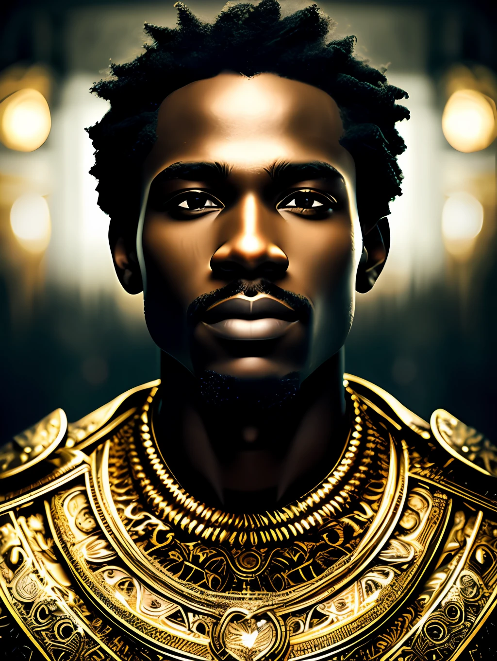 (masterpiece) An insanely detailed photo of an extremely handsome and sensual senior black man made out of gold, skin interely covered of liquid gold, with golden eyes, in the style of bio art, raw metallicity, black and white mastery, golden African influence, pure color, close-up, senior man , stock photo, masterpiece, best quality, high quality, extremely detailed cg unity wallpaper 8k, scenery, award winning photography, hdr, trending artstation, trending cgsociety, intricate, high detail, cinematic lighting, handsome senior man, humanoid