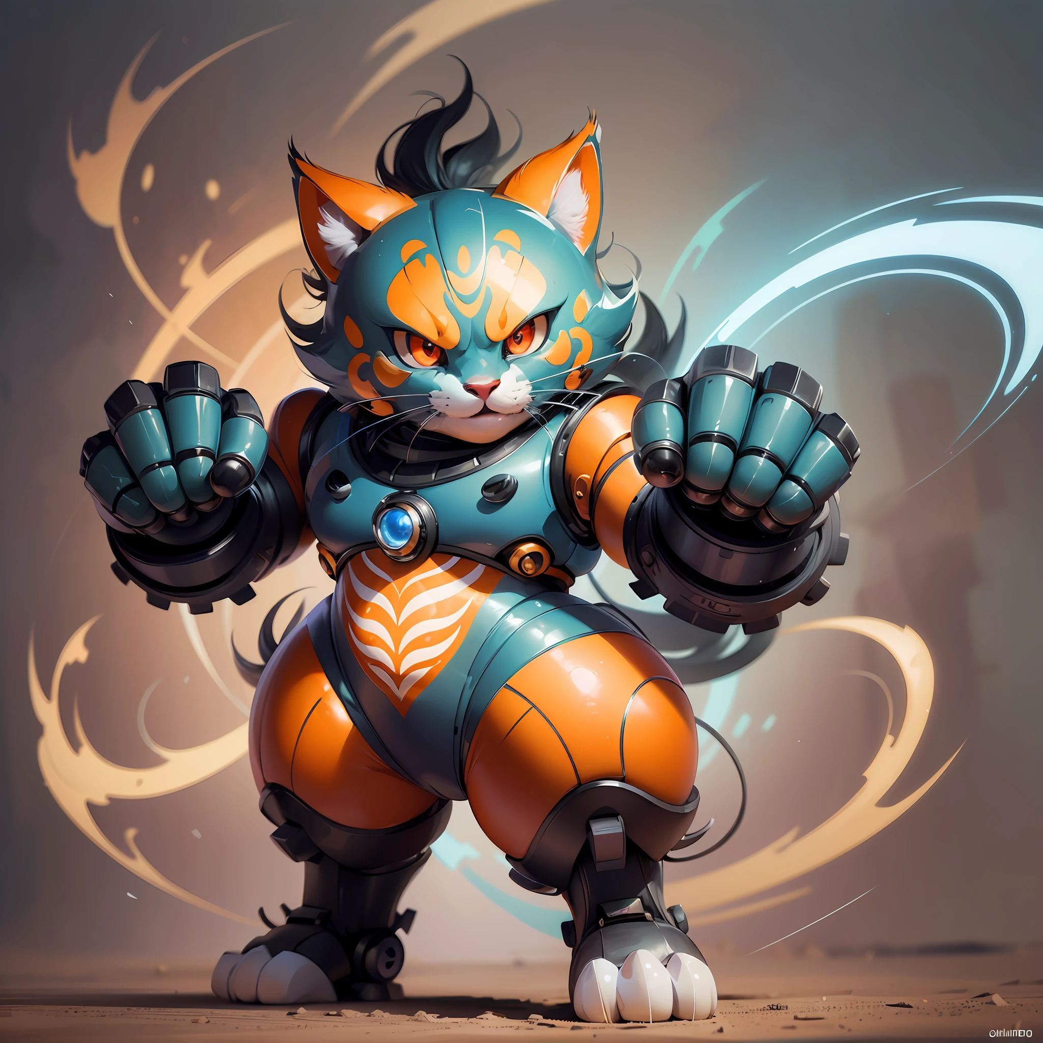 (masterpiece, best quality, ultra-detailed CG unity 8k wallpaper),floating,adorable, round shapes, big expressive eyes, lively colors, cartoon style, full-body robo thundercat design.