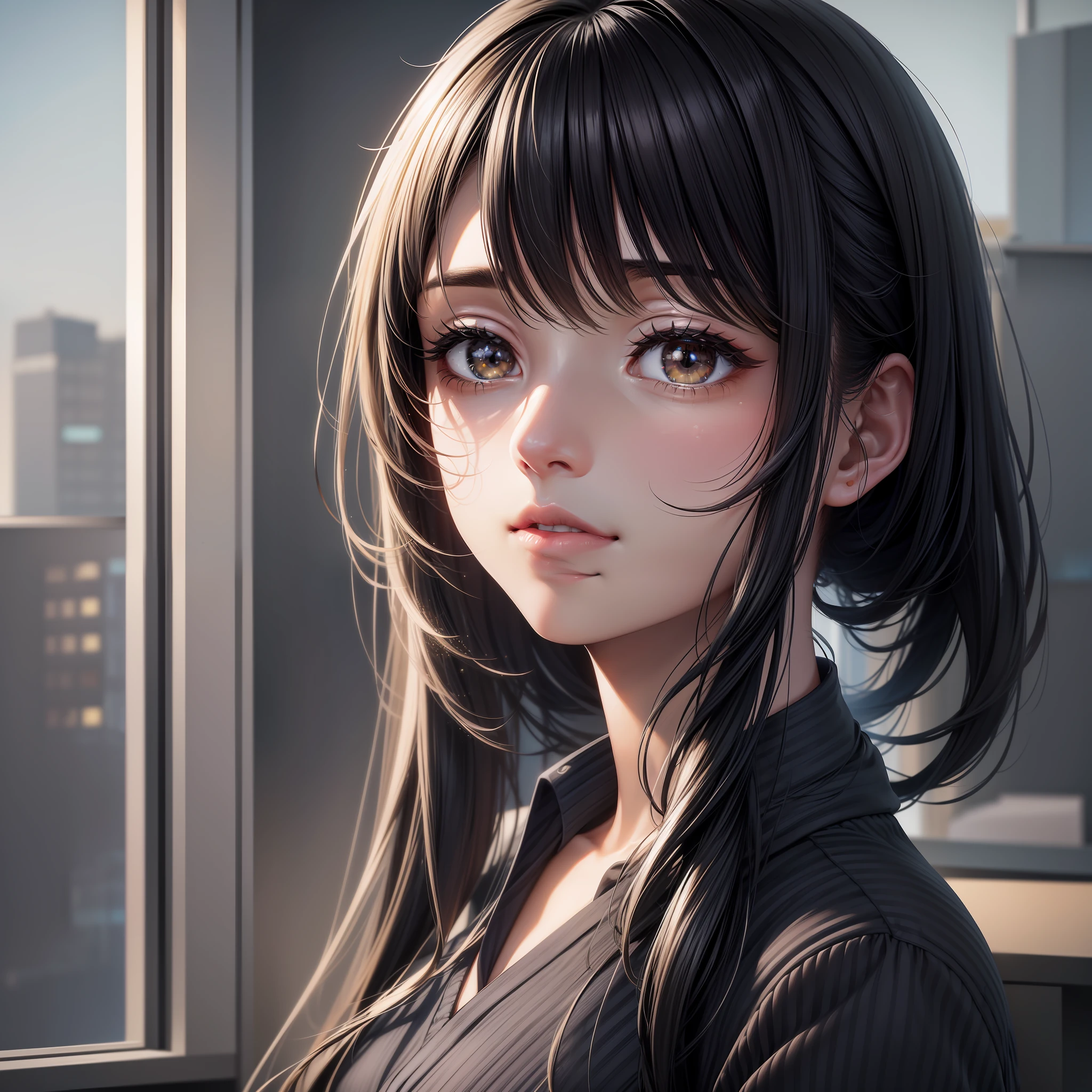 lora:add_detail:0.5>, Absurdity, High Definition, (High Quality, Masterpiece:1.2), Portrait, (Lens Flare, Glitter), Complex Details, Realism, (Front View: 1.5), Hot Water Room, (Upper Body, Viewer Views: 1.35) Break (Cute Cute Receptionist 1 Girl Behind the Counter, 1 Laptop on the Counter: 1.4), ( Black eyes shining in detail: 1.2), (delicate hair, black hair shining in detail blown by the wind: 1.3), black hair, nameplate, light smile, palm break office reception, information counter, impressive, skyscraper interior enterprise, first floor reception, spacious, sleek, modern, professional, welcoming, lobby, elegant, security, ( Logo sign background wall: 1.5)