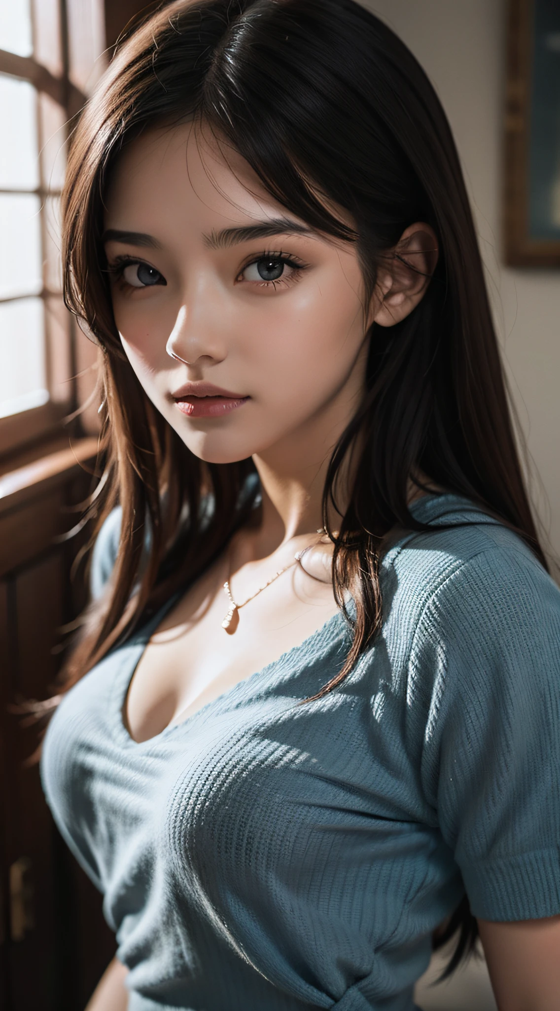 One beautiful girl from the front