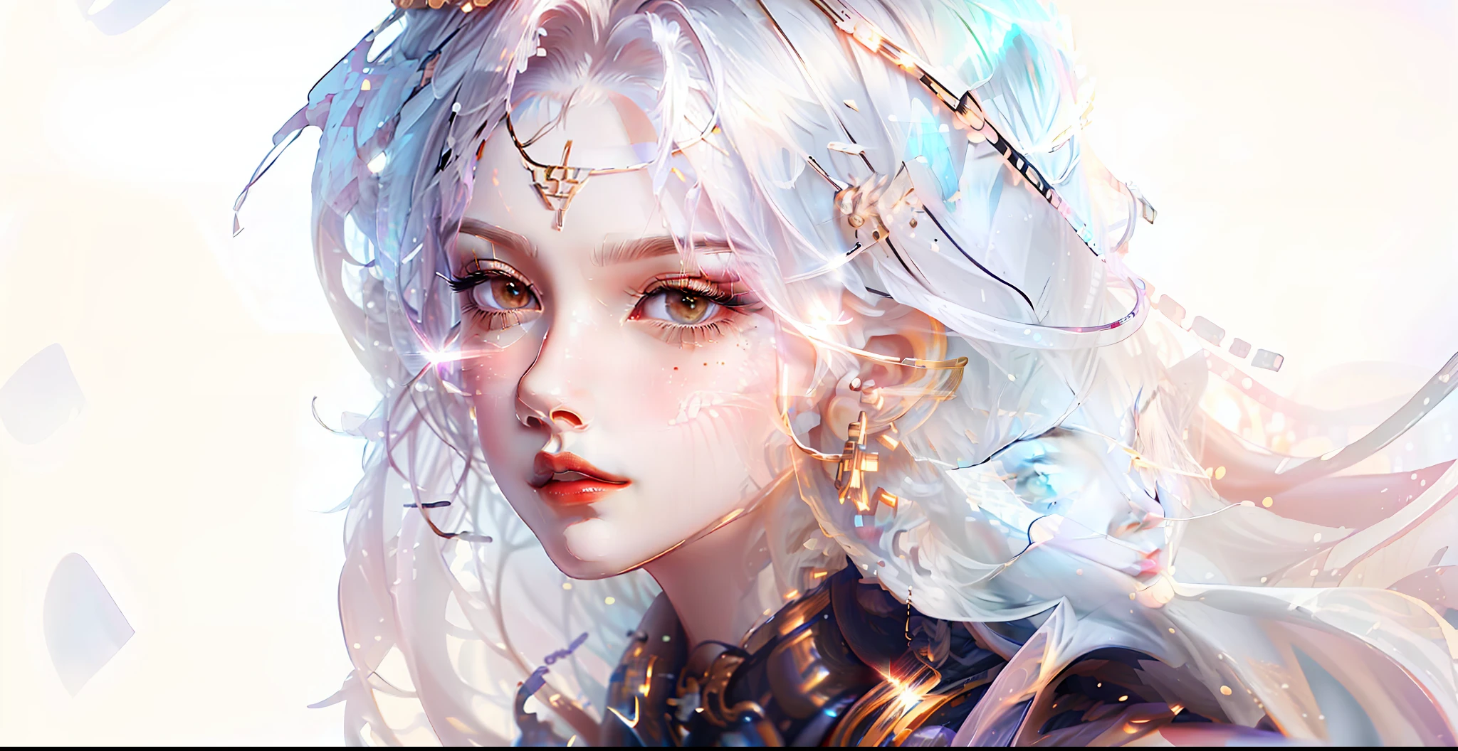 8K portrait rendering, CGeSociety portrait, intricate WLOP, digital fantasy portrait, beautiful cyberpunk girl face, 8K high quality detail art, beautiful fantasy portrait, perfect ratio face, realistic background, black and gold