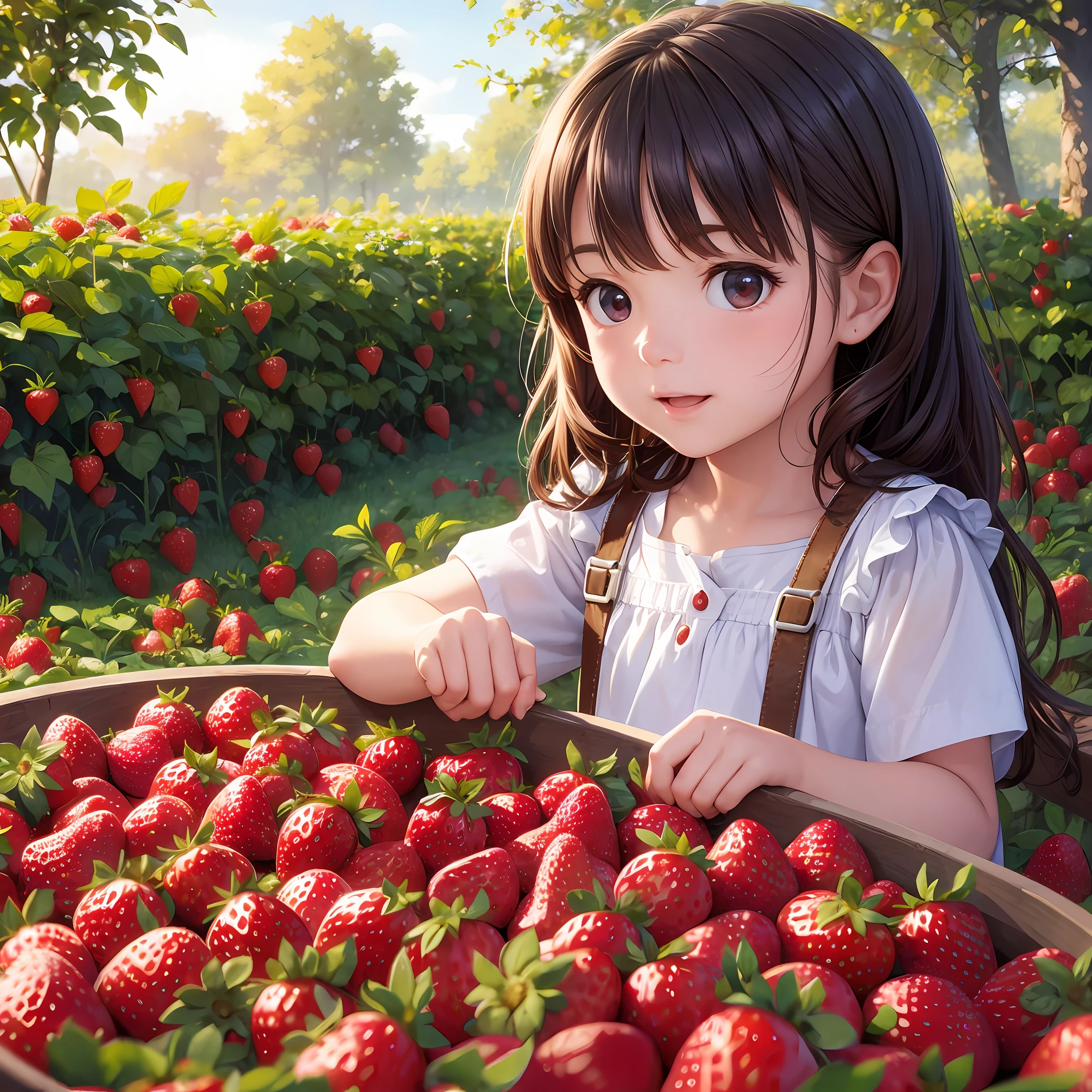 in strawberry garden, ripe strawberries, sunshine, fun, dynamic light, realistic,
digital painting, high quality, 8K --auto --s2