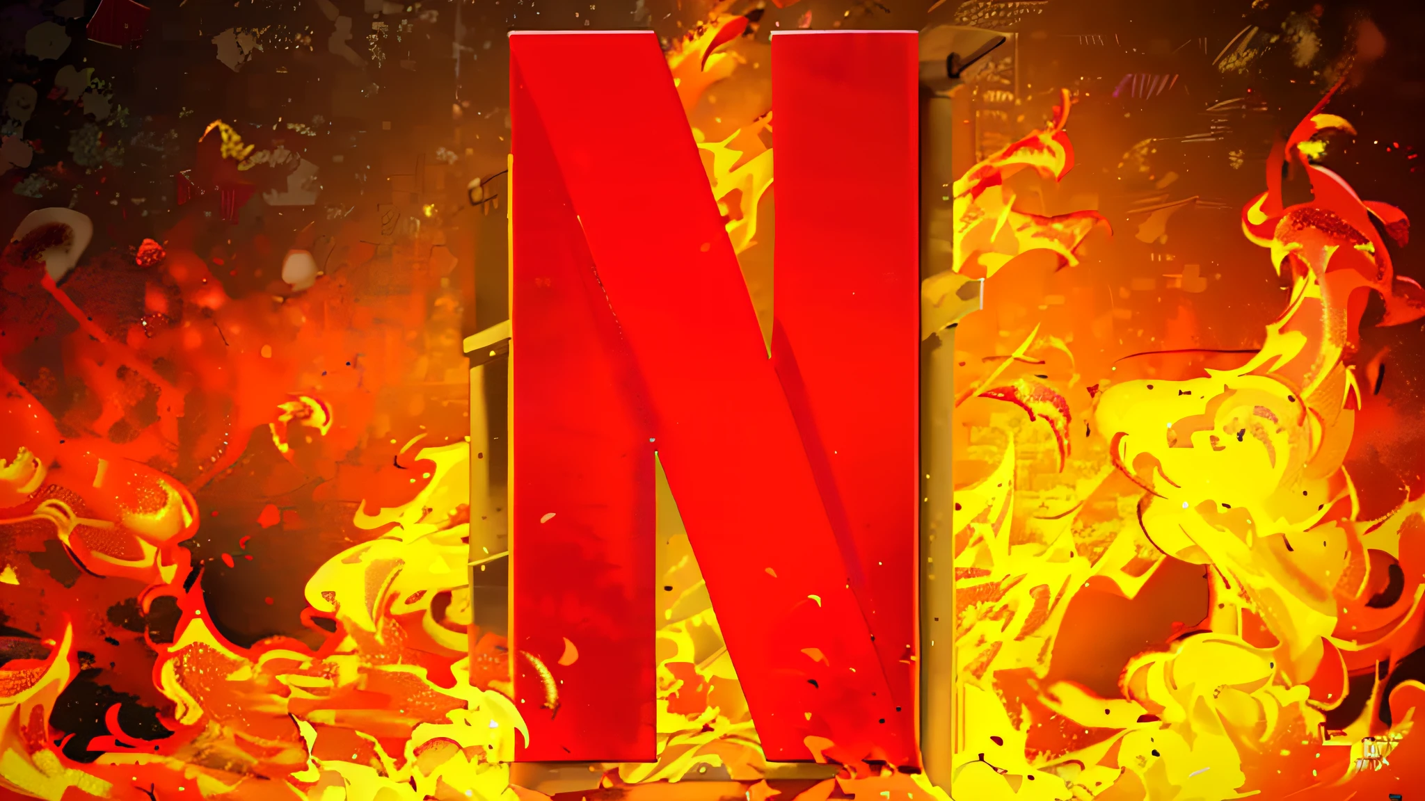 a close up of a red letter n on a fire background, big glowing netflix logo behind, netflix animation, netflix, netflix trese, arcane netflix, netflix logo, at netflix, netflix neon logo concept art, series on netflix, netflix series, ❤🔥🍄🌪, from netflix's arcane, arcane from netflix