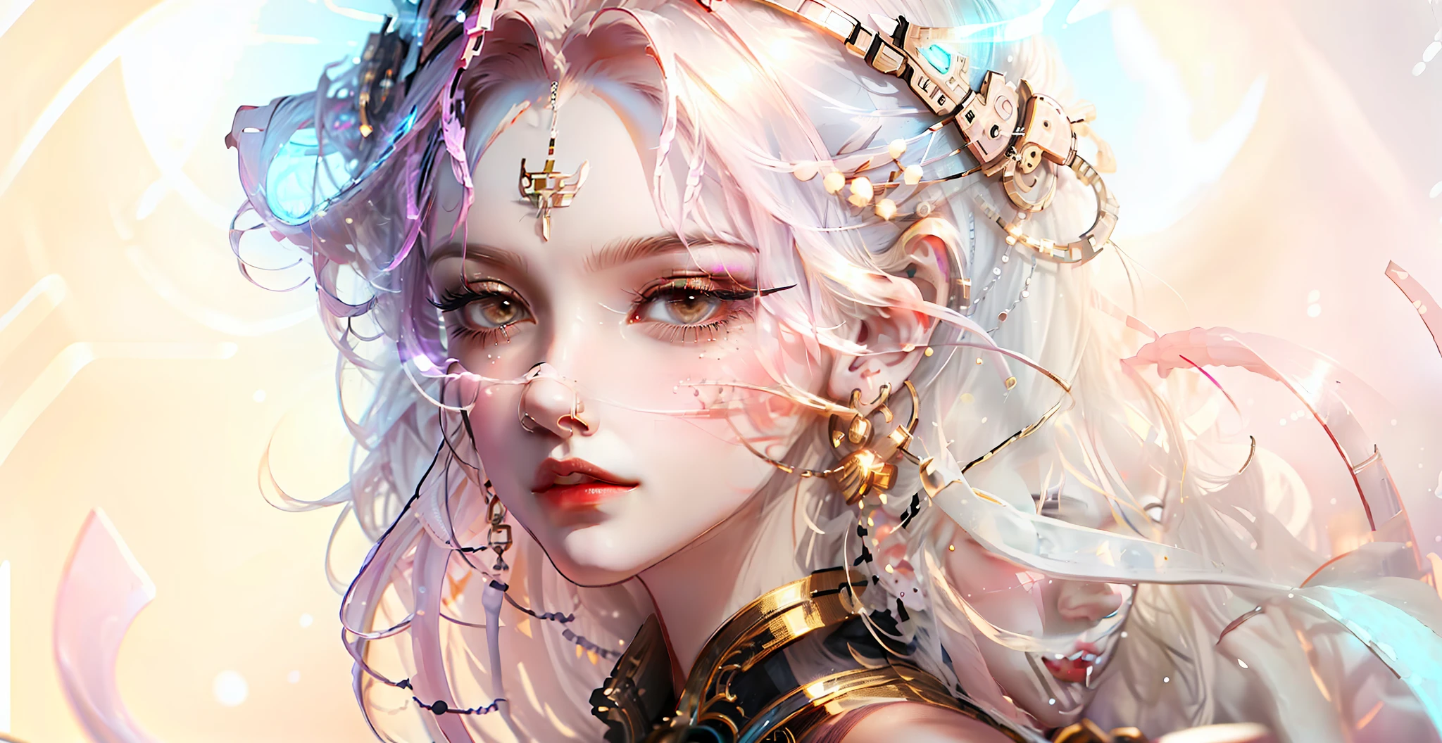 8K portrait rendering, CGeSociety portrait, intricate WLOP, digital fantasy portrait, beautiful cyberpunk girl face, 8K high quality detail art, beautiful fantasy portrait, perfect ratio face, realistic background, black and gold