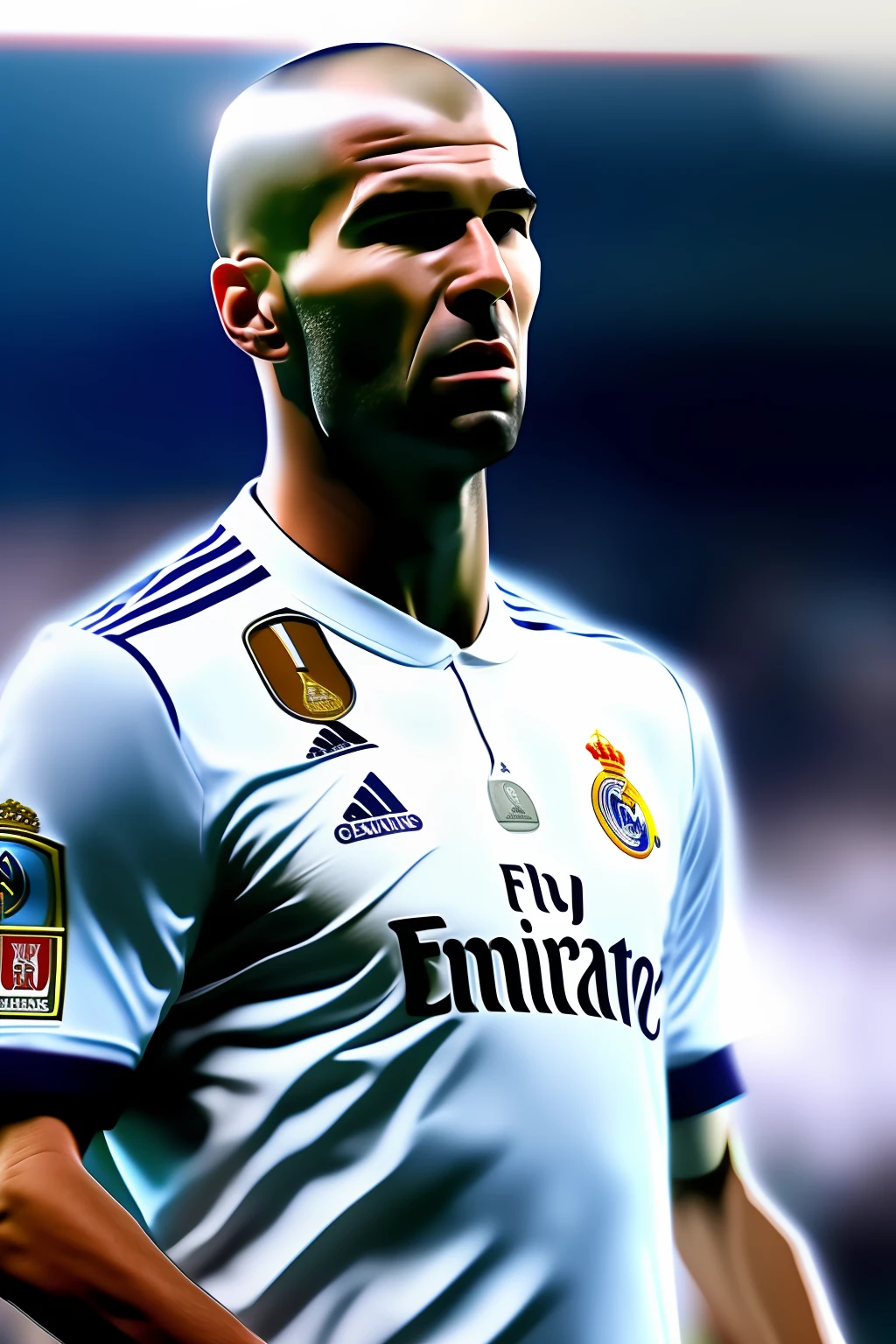 Zinedine zidane in a Real Madrid shirt, (pixar style) (masterpiece:1.2) (bokeh) (best quality) (detailed leather) (detailed texture) (8k) (claymation) (cinematic lighting) (sharp focus)