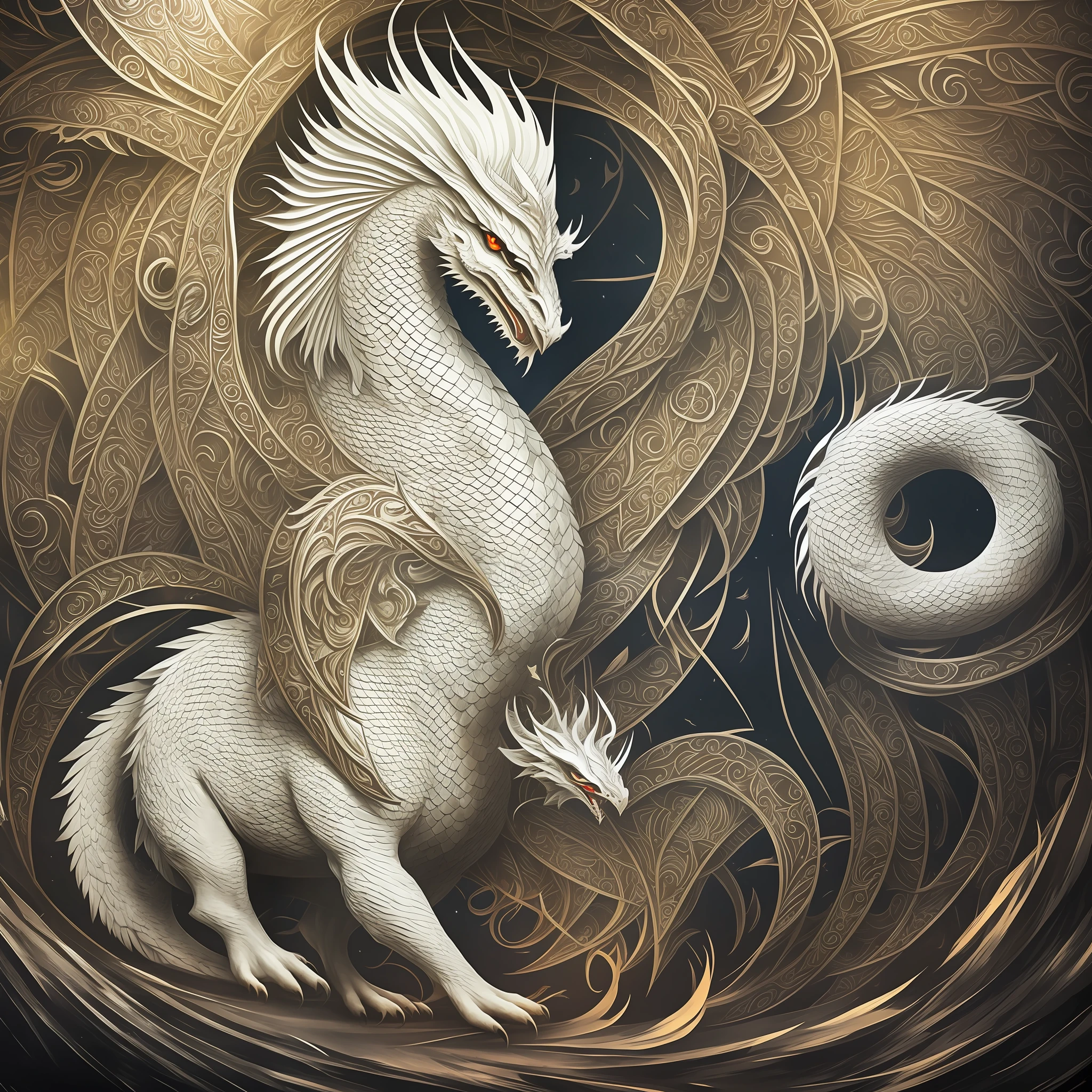 White Dragon is a legendary creature that sparks the imagination of many. With his majestic bearing and gleaming scales, he represents power, wisdom and courage. In mythologies and tales, the White Dragon is often portrayed as a treasure keeper or symbol of heavenly forces. His imposing and mysterious figure inspires respect and admiration. The White Dragon is often associated with purity and justice, as well as being a symbol of balance between good and evil. Its presence in popular culture, whether in movies, books or games, captivates the imagination of different generations, making it a timeless icon. --auto --s2