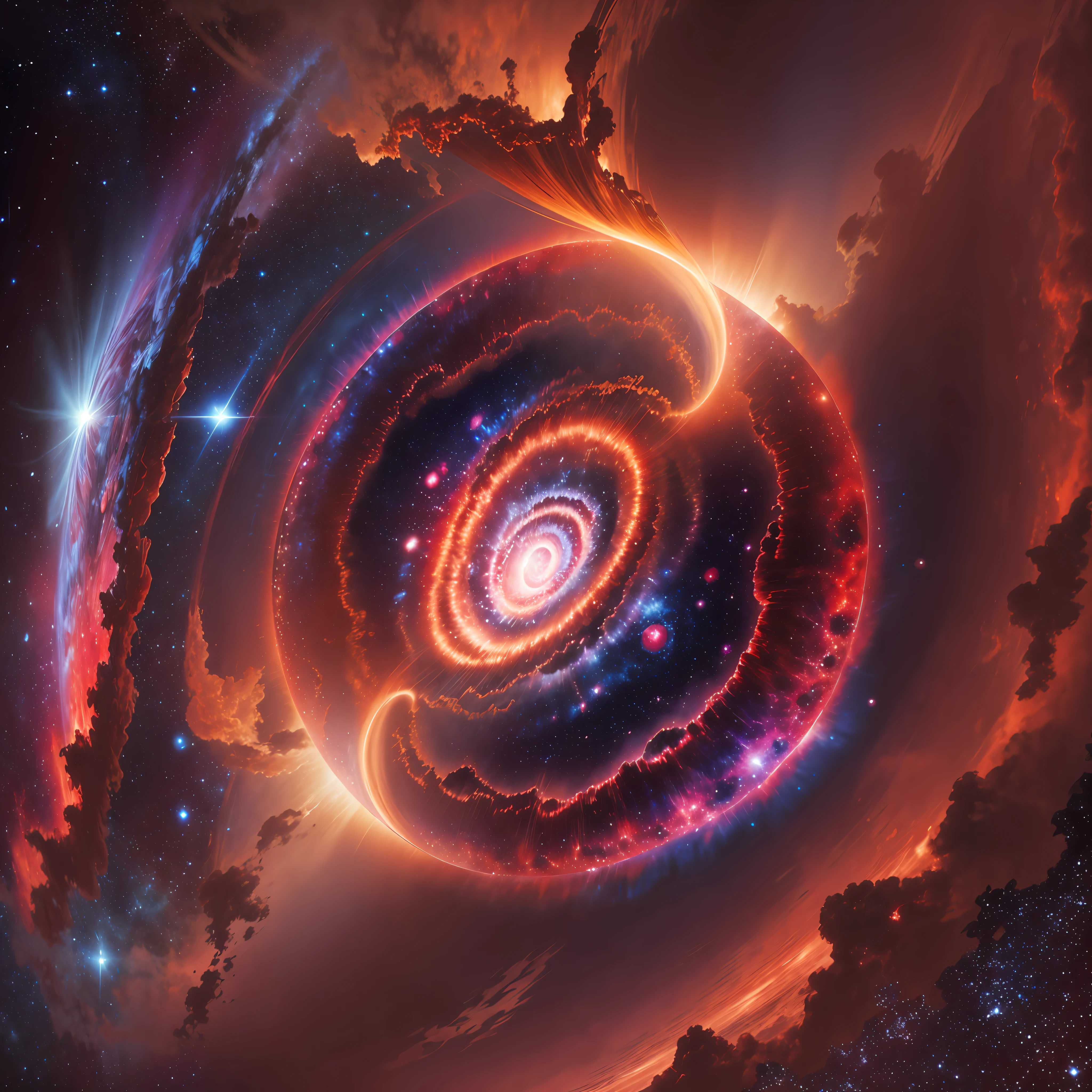 Photo of the red and blue helix nebula