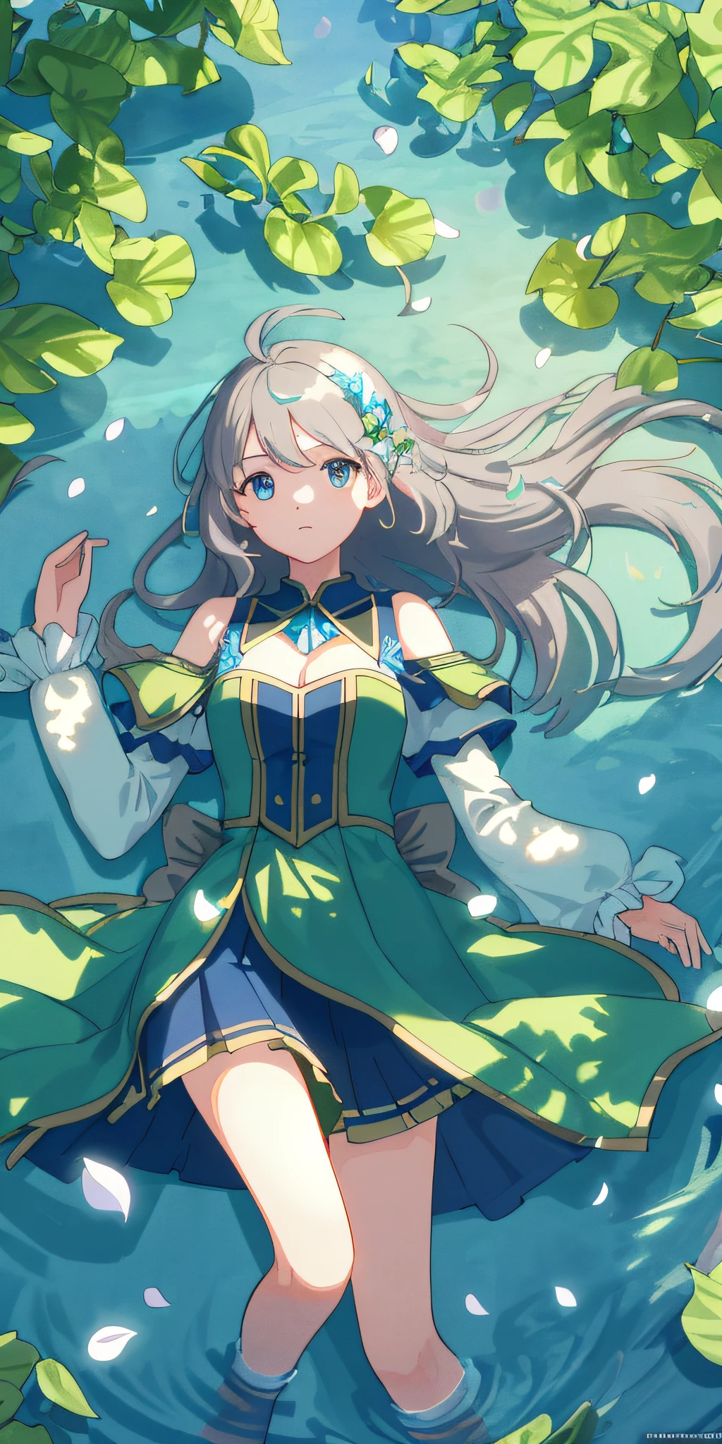 Masterpiece, best quality, (very detailed CG unity 8k wallpaper) (best quality), (best illustration), (best shadows) Nature', blue sea,delicate leaves petals of various colors falling in the air light Tracking, super detailed --v6