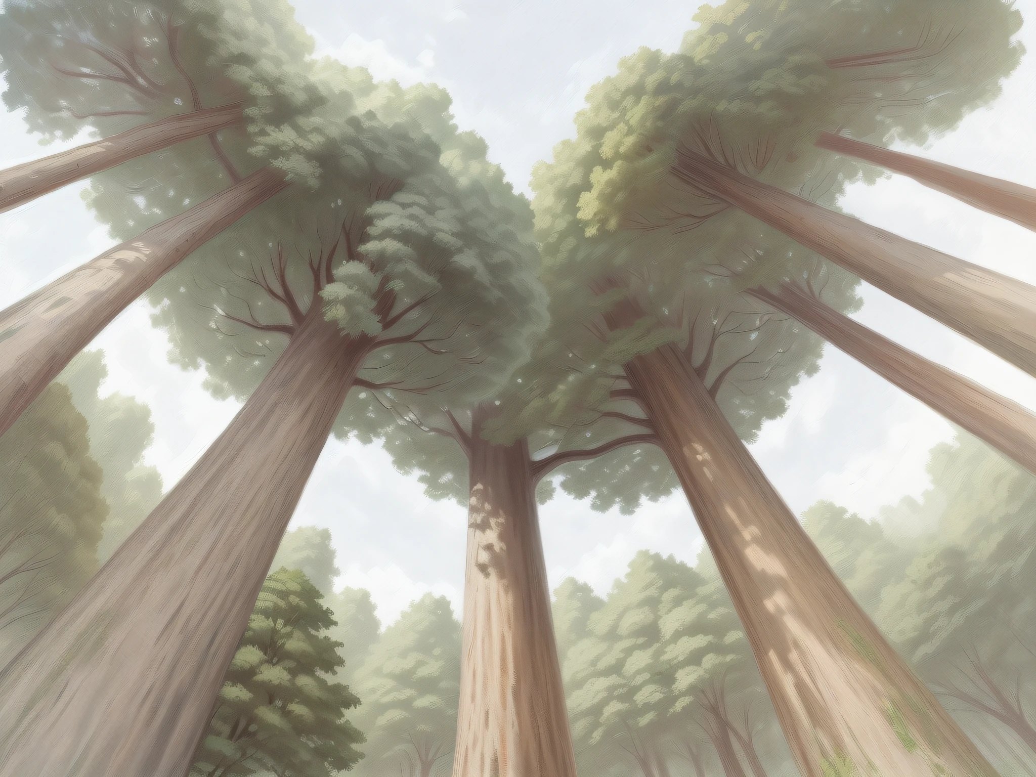 There is a painting of a park with trees and buildings in the background, forest scenery with skyscrapers, park background, background art, city environment, some trees in the background, cartoon, anime style, bright colors