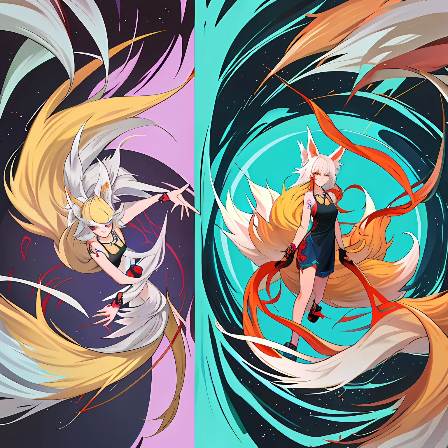 Nine-tailed fox tattoo design