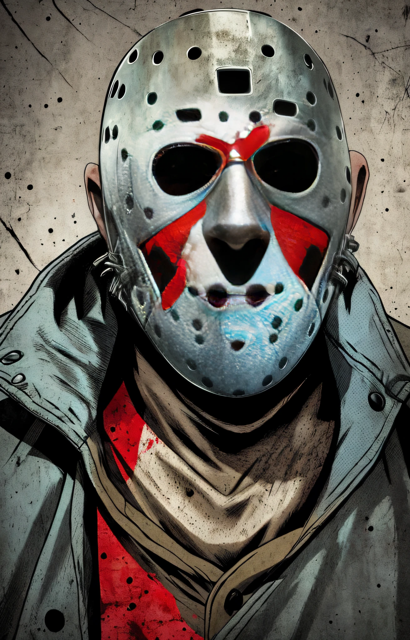 Jason Voorhees is a bloodthirsty and scary character who plagues Friday the 13th. His grotesque and intimidating appearance includes a hockey mask, torn flannel shirt and a huge machete ens