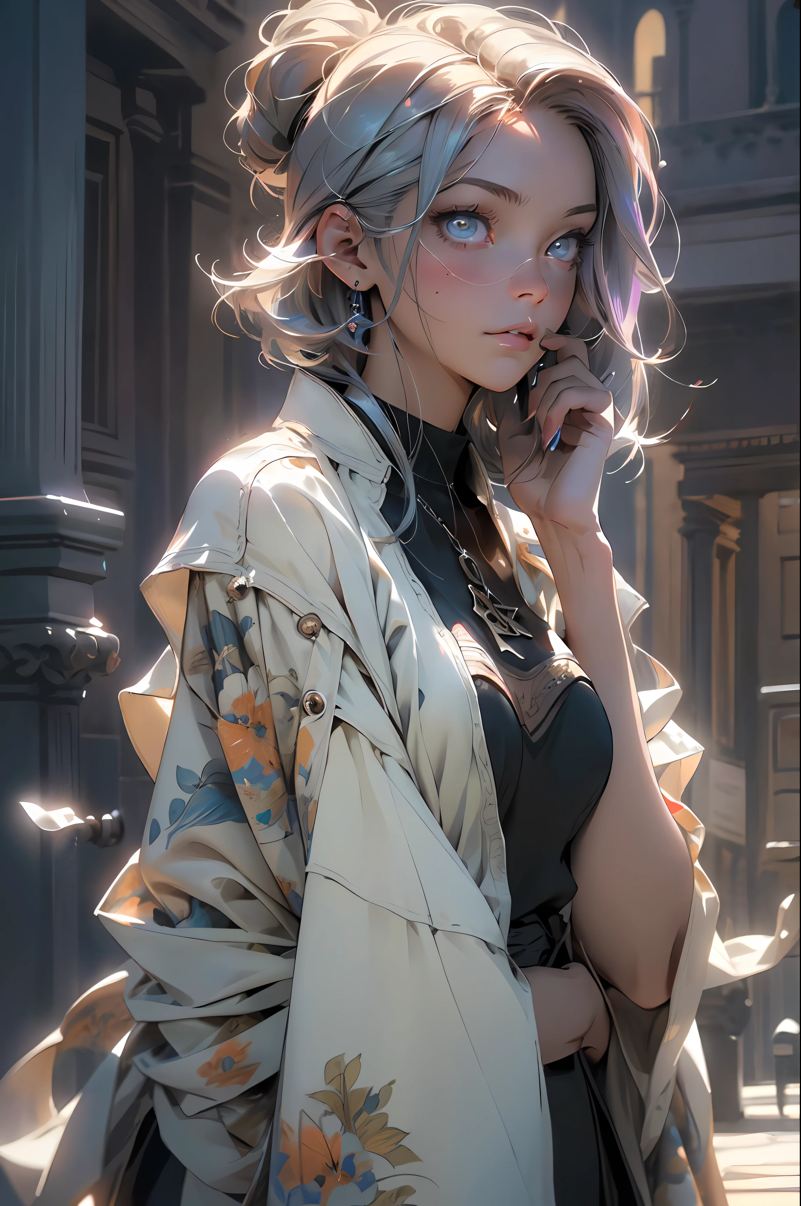 melancholy lighting, quiet, calm, brightness, masterpiece, best quality, 1girl, (JinxLol:1.2), (ultra photorealistic:1.3), (masterpiece:1.4), best quality, ((realistic)), high quality, ultra detailed, ((real image)), ((realistic skin)), ((realistic face)),(illustration:1.05), (beautiful:1.05), (beautiful detailed eyes:1.05), (cinematic light:1.1), red torino deataques, full body