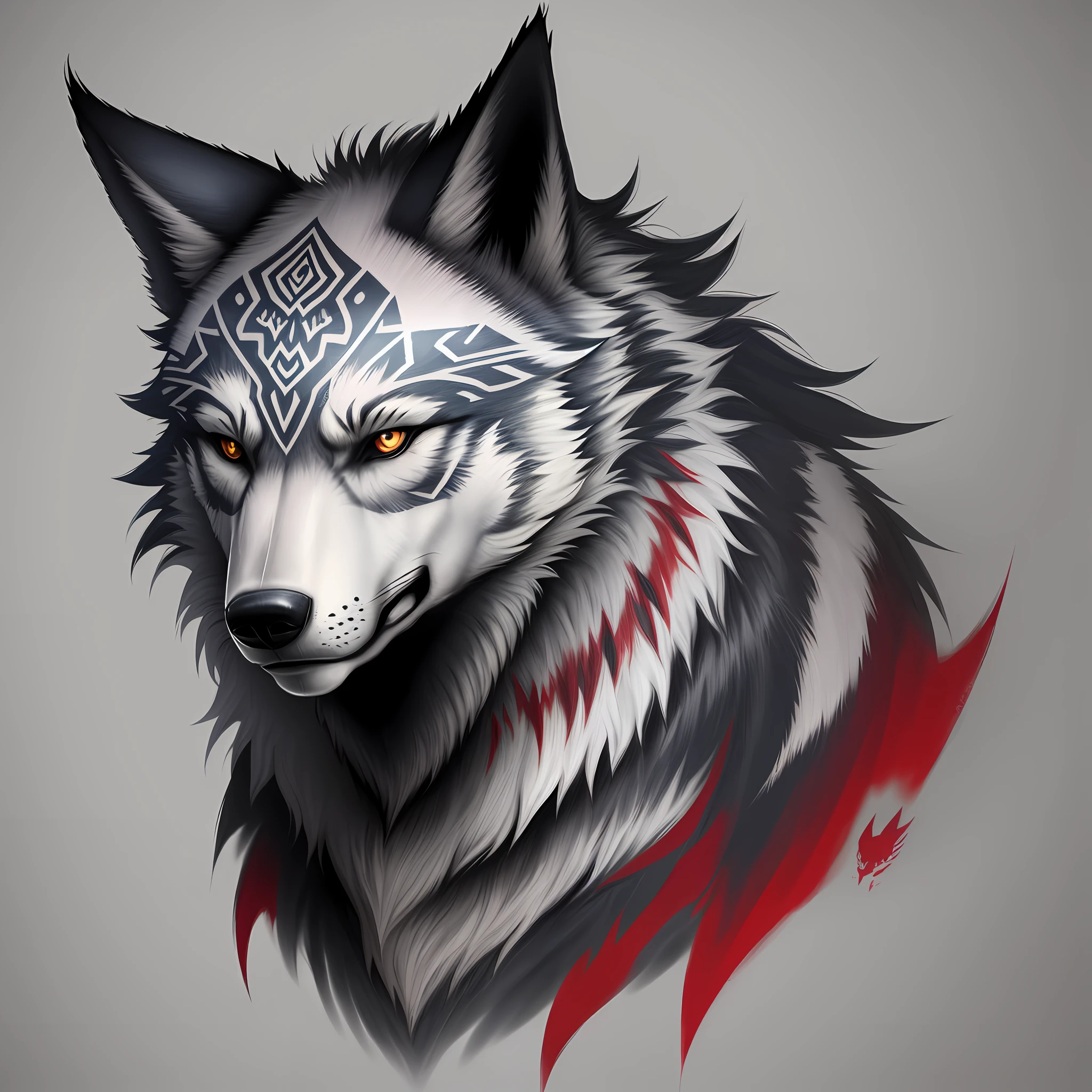 Create neotraditional tatoo wolf